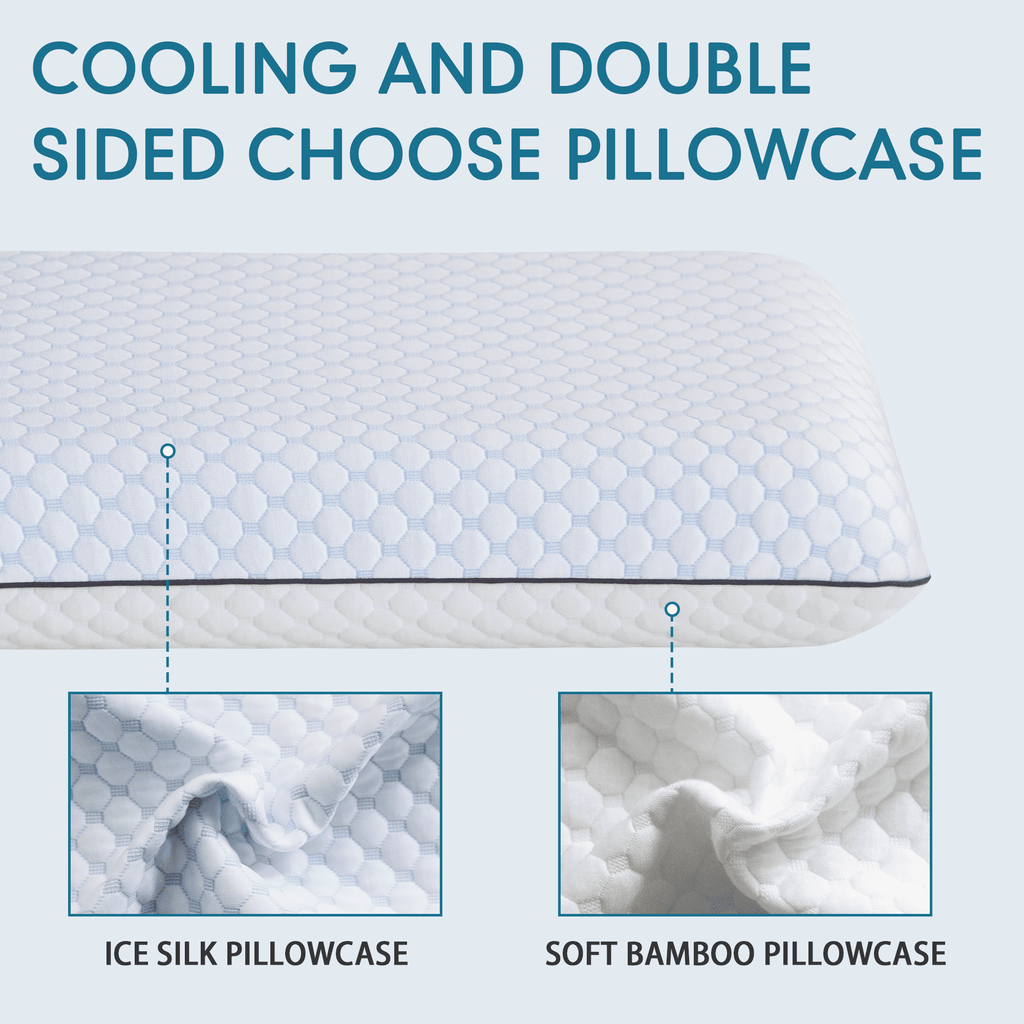 Hotel Collection Gel Memory Foam Pillow, Queen Size Bed Pillow, Washable Cover, Cooling, Breathable Neck Pillow for Sleeping - Hotel Quality Plush Sleeping Pillows Detail