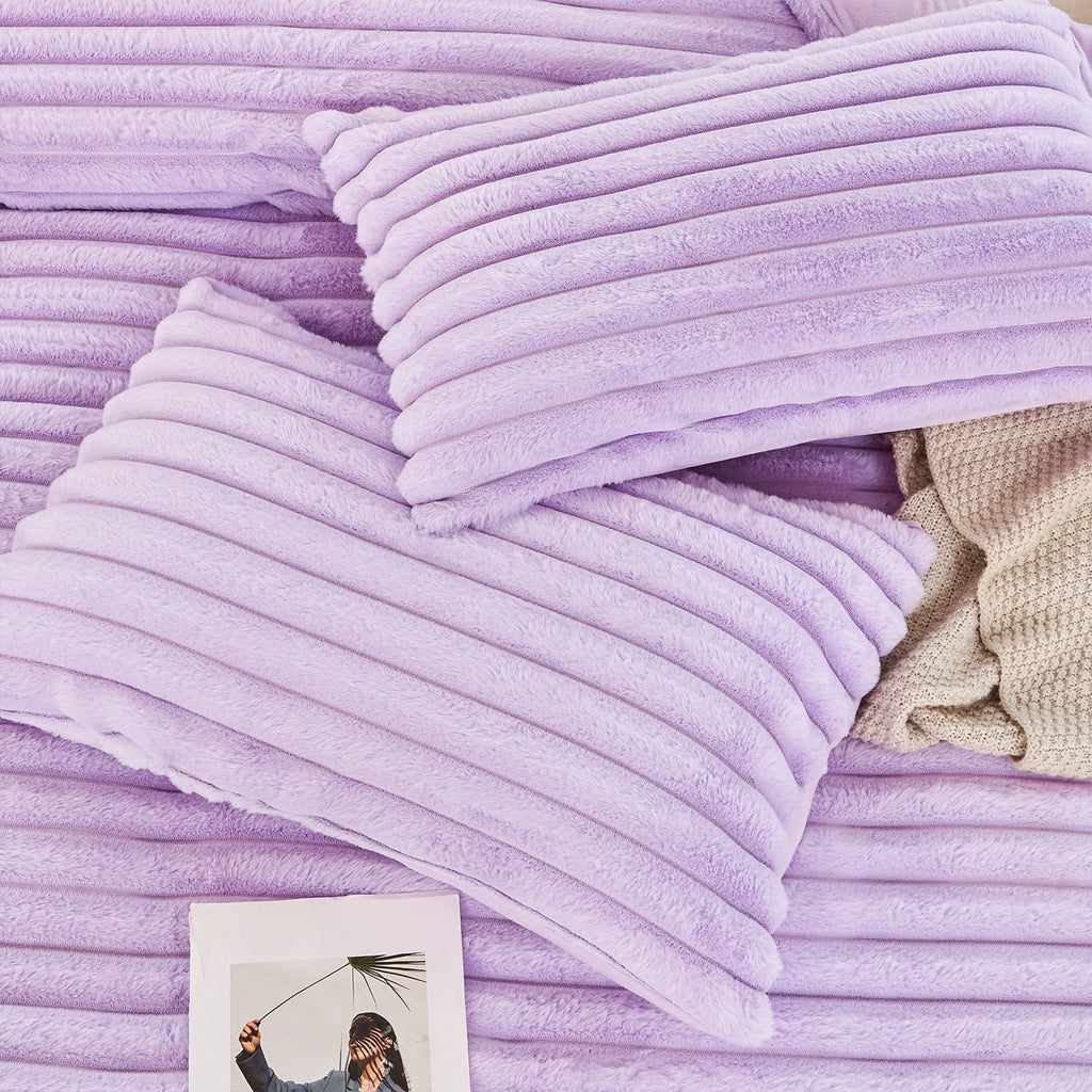 All-Season Fleece Twin Comforter Set, Light Purple Super Soft Furry Plush Bedding, Luxury Fluffy Fuzzy Heavy Bed Set for Winter ... - Hypoallergenic Ultra-Fluffy Quilt for Winter Detail