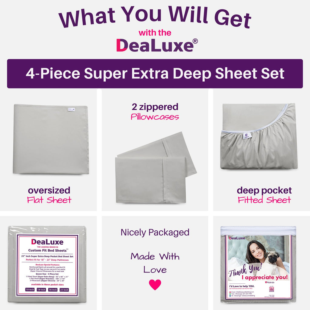 Wrinkle-Resistant Bedding 21” King Extra Deep Pocket Sheets - Deep King Fitted Sheet - Super And Ultra Deep Sheet - For Deep Mattress -... - Premium Ultra-Soft Pillowcase Pair for Sleeping Detail