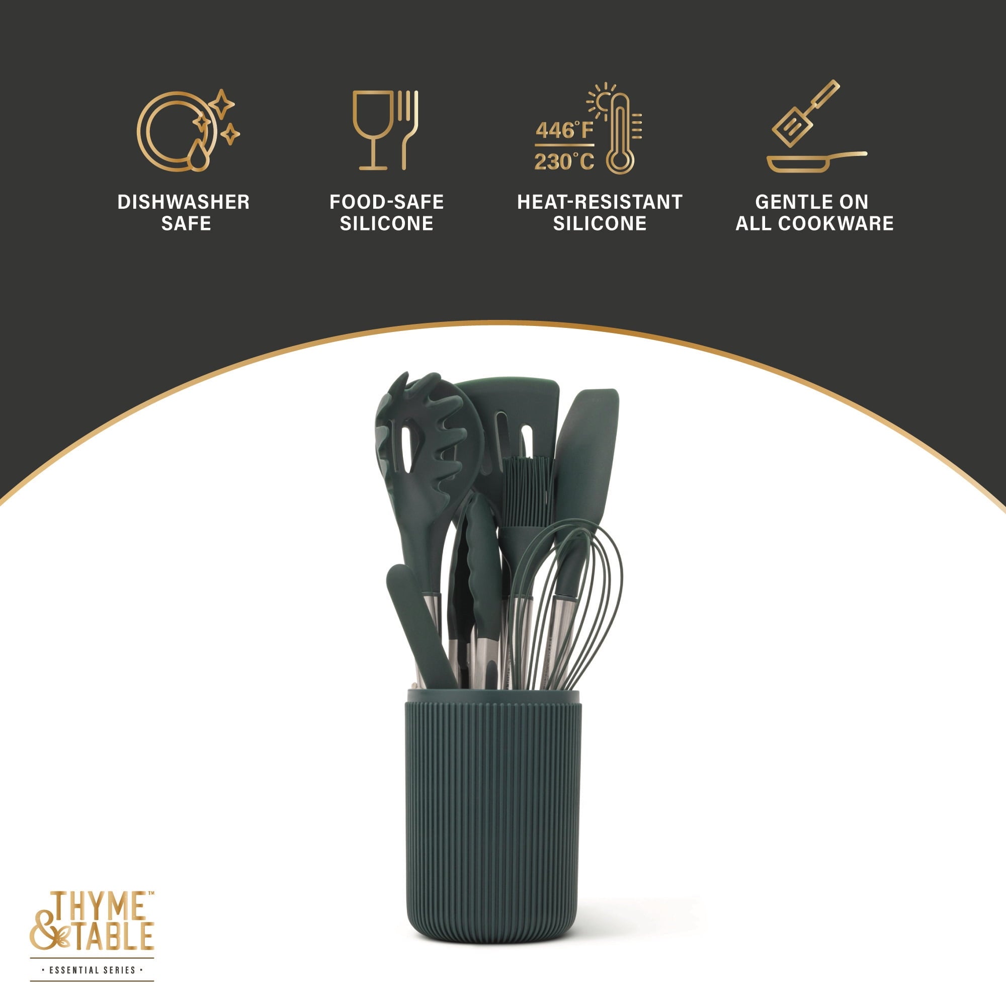 Heat-Resistant 10-Piece Silicone Gadget Set - Green - Heat-Resistant Silicone Cooking Spatula Turner Detail