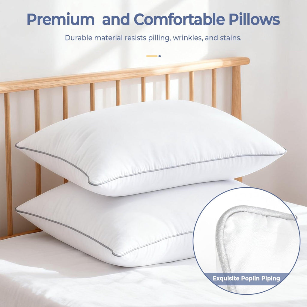 Orthopedic Support Pillows Queen Size Set of 2, Bed Pillows for Side and Back Sleepers, Soft Down Alternative Pillows, Hotel Quality and... - Orthopedic Shredded Foam Bed Pillow Set Detail