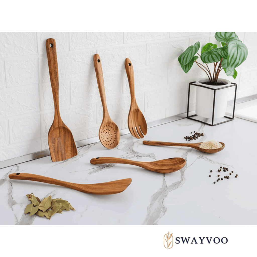 Heat-Resistant Wooden Spoons for Cooking, 6-Piece 100% Natural Teak Wooden Utensils for Cooking — Heat Resistant, Non-Stick ... - Heat-Resistant Silicone Cooking Spatula Turner Detail