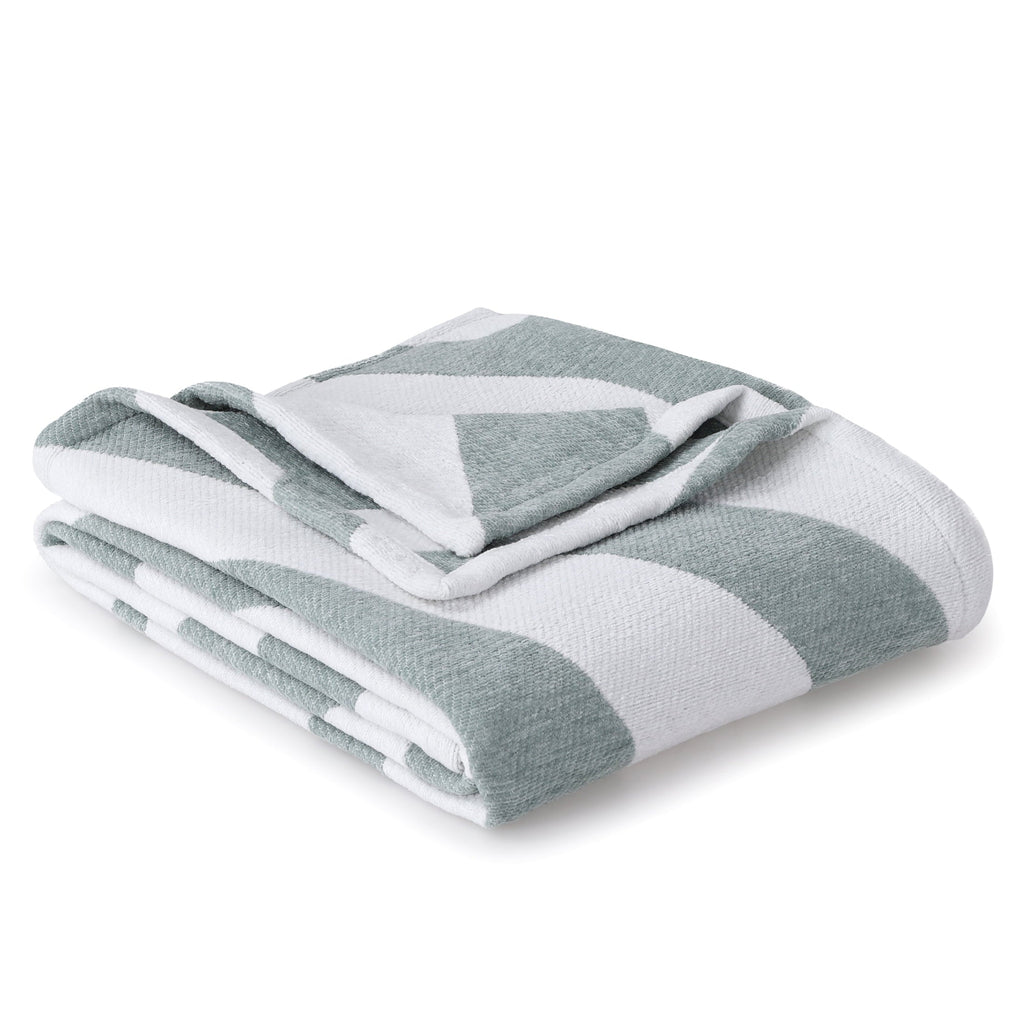 Decorative Knitted Chenille Jacquard Soft Throw Blanket, Soft Sea - Cozy Fleece Throw Blanket for Couch & Bed Detail