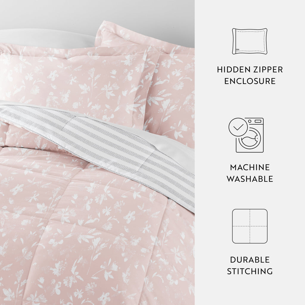 Hypoallergenic Cloud All Season Ultra Soft Comforter Set Lightweight Bedding in Pressed Flowers for Full/Queen Size - All-Season Down Alternative Comforter Insert Detail