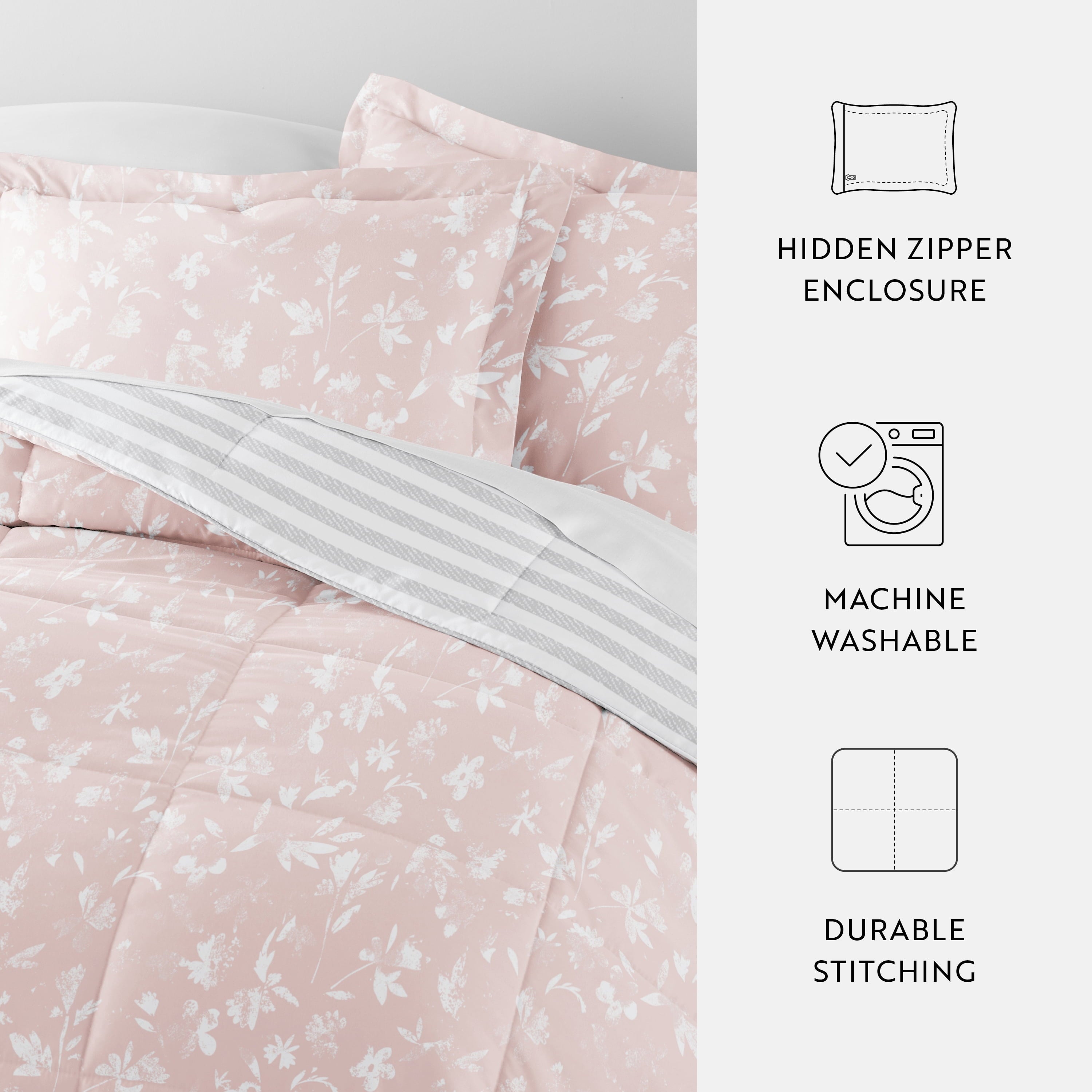 Hypoallergenic Cloud All Season Ultra Soft Comforter Set Lightweight Bedding in Pressed Flowers for Full/Queen Size - All-Season Down Alternative Comforter Insert Detail