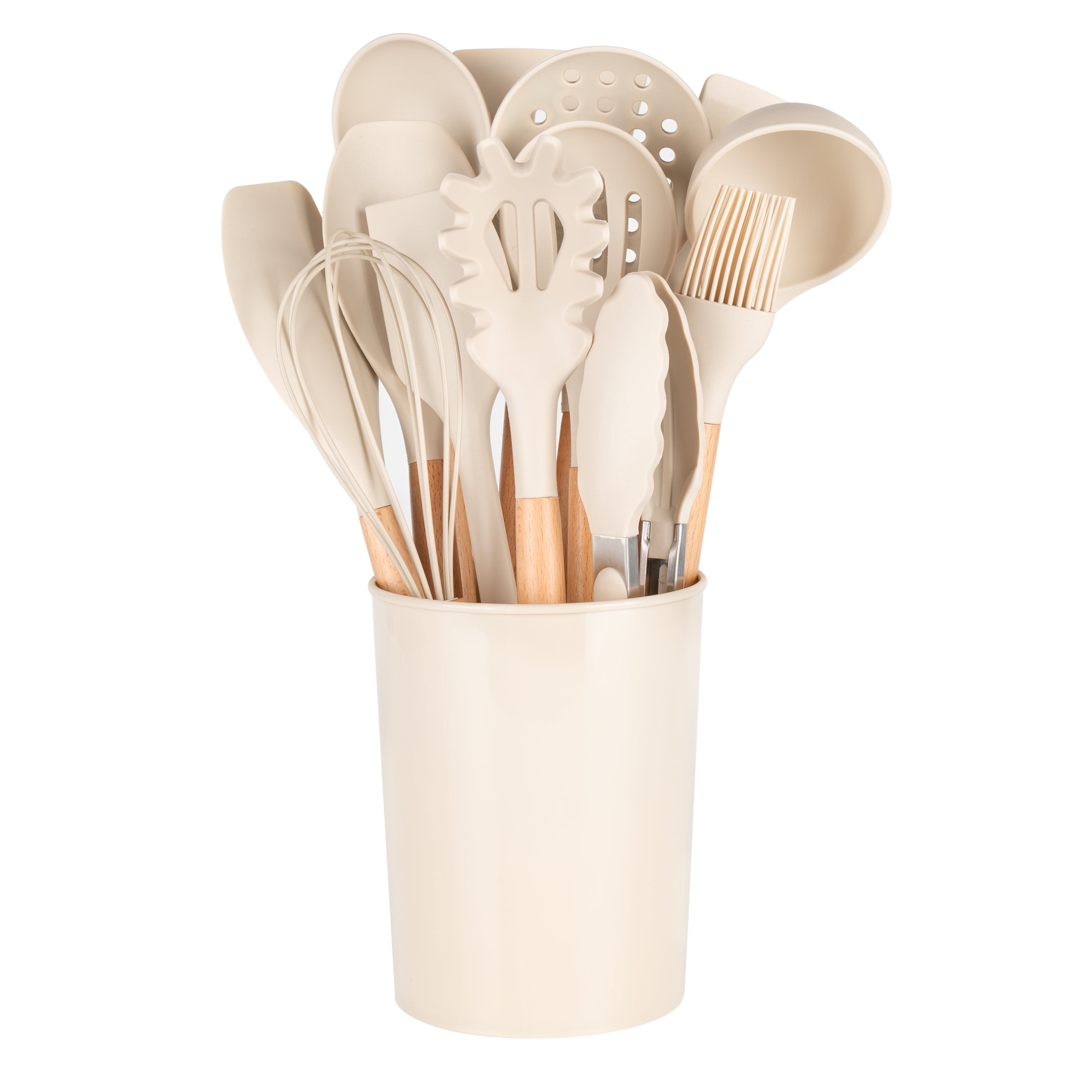 Premium Silicone 14pcs Cooking Utensil Set with Caddy - Premium Stainless Steel Cooking Utensil for Non-Stick Pots Detail