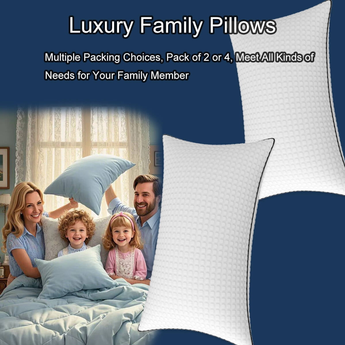Fluffy Shredded Pillows King Size Set of 2, Hotel Quality, Down Alternative Gusseted Bed Pillows for Side, Back, or Stomach Sleepers,... - Decorative Throw Pillow Cushion for Sofa & Bed Detail