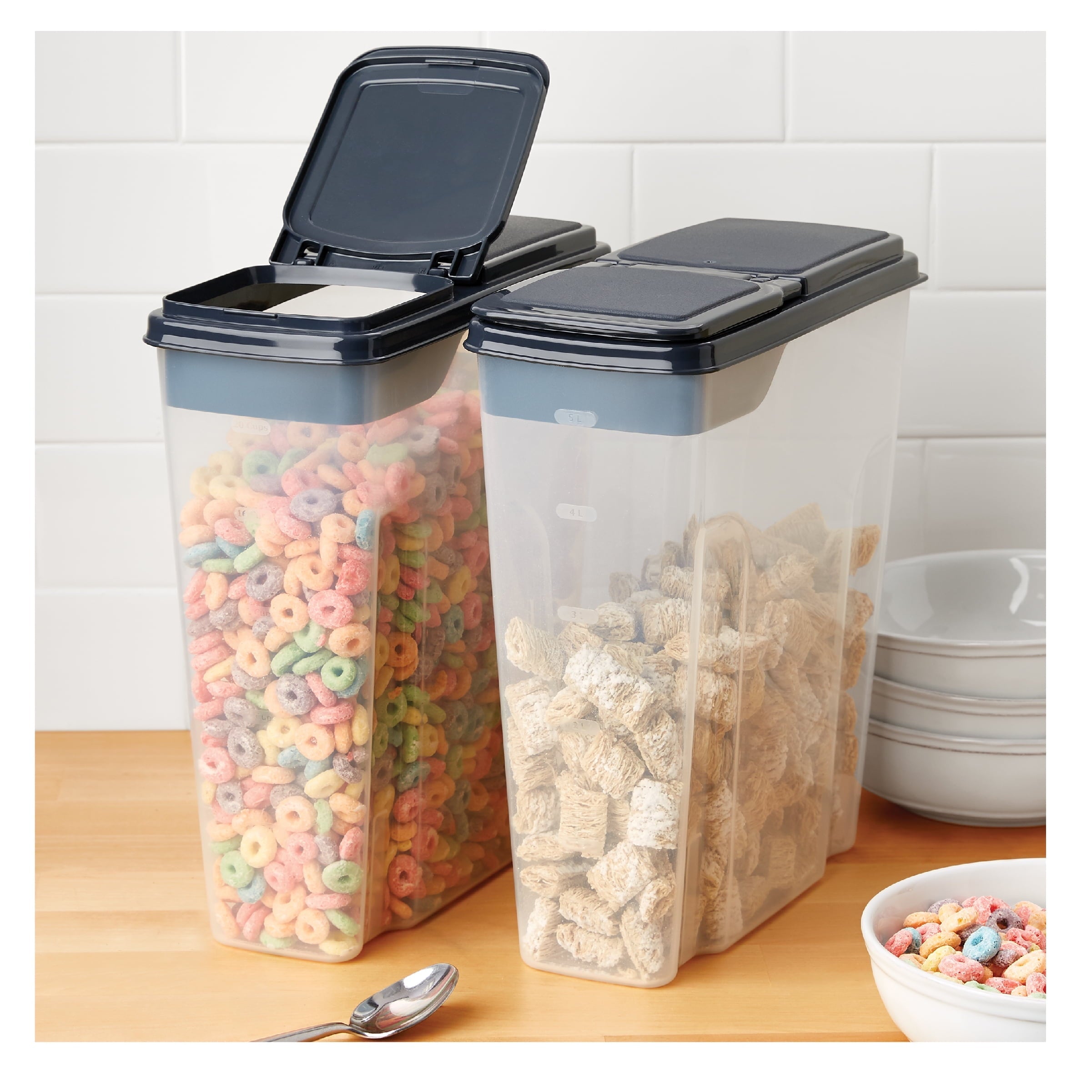 Whimsical Doughnut 2-Pack Plastic Cereal Keeper Storage Containers, Kitchen Pantry Organizer Canisters for Cereal and Dry Food... - Deliciously Soft Cupcake Sensory Glob Detail