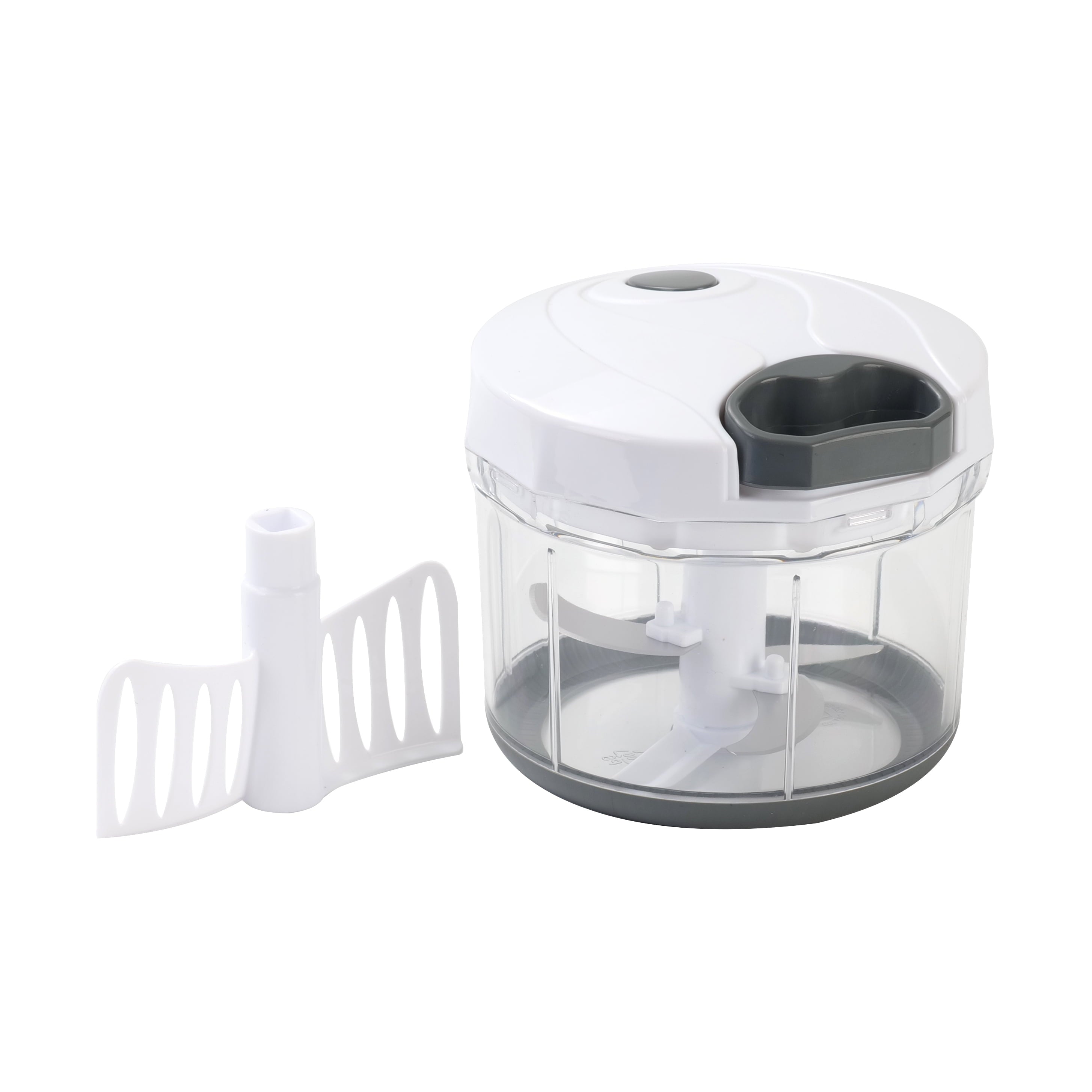 Multi-Functional 1qt Quick Pull Chopper, BPA free , SS Blades, Food Contact Safe Material , White & Grey, Weight 320g - Multi-Functional Manual Food Chopper & Slicer Detail