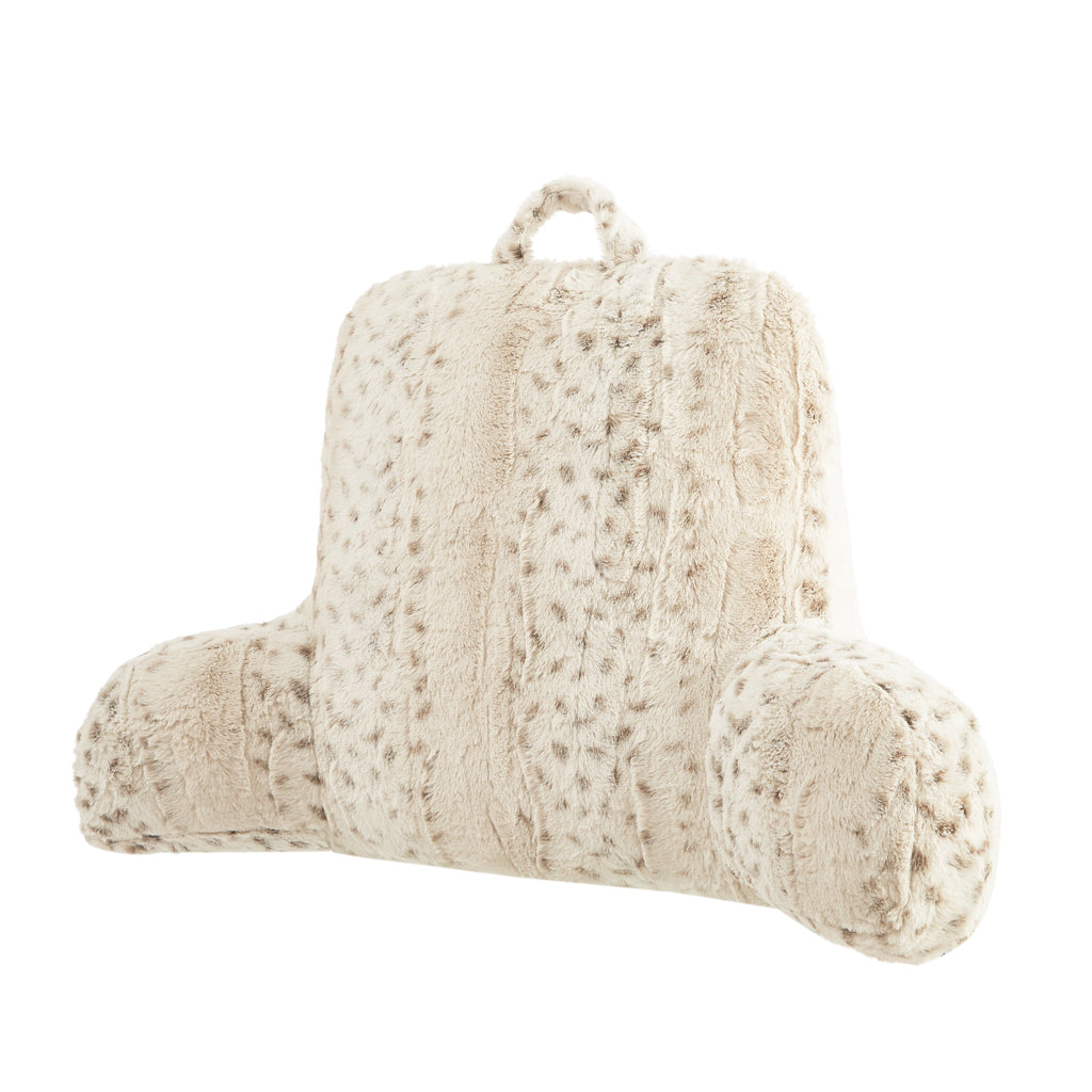 Decorative Plump Faux Fur Backrest Pillow for Adults, 23"x 30" Snow Leopard - Hotel Quality Plush Sleeping Pillows Detail