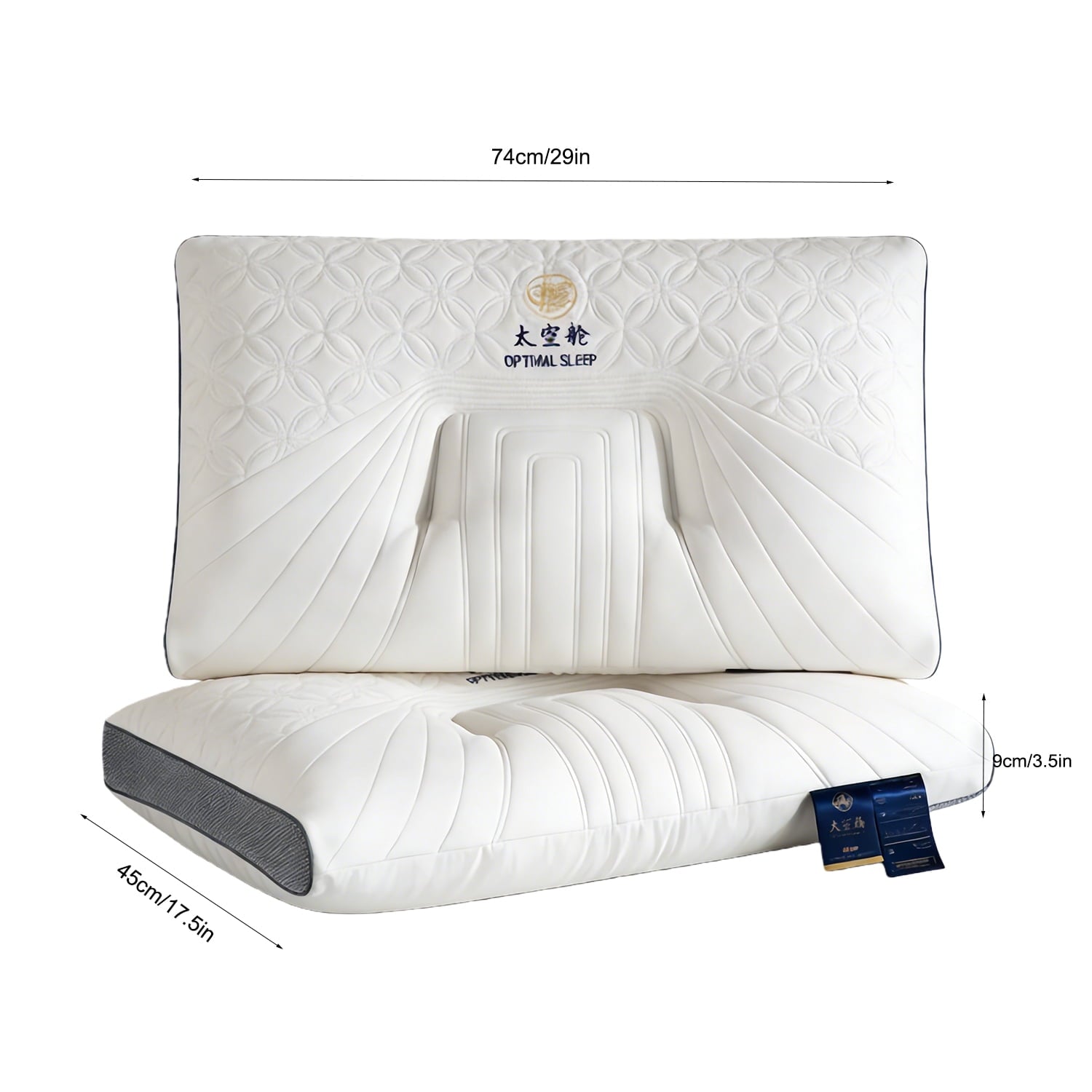 Decorative Plump 2-Pack Space Capsule Bed Pillow (29.13" x 18.9") - Plush and Supportive - Ergonomic Memory Foam Pillow for Neck Pain Support Detail