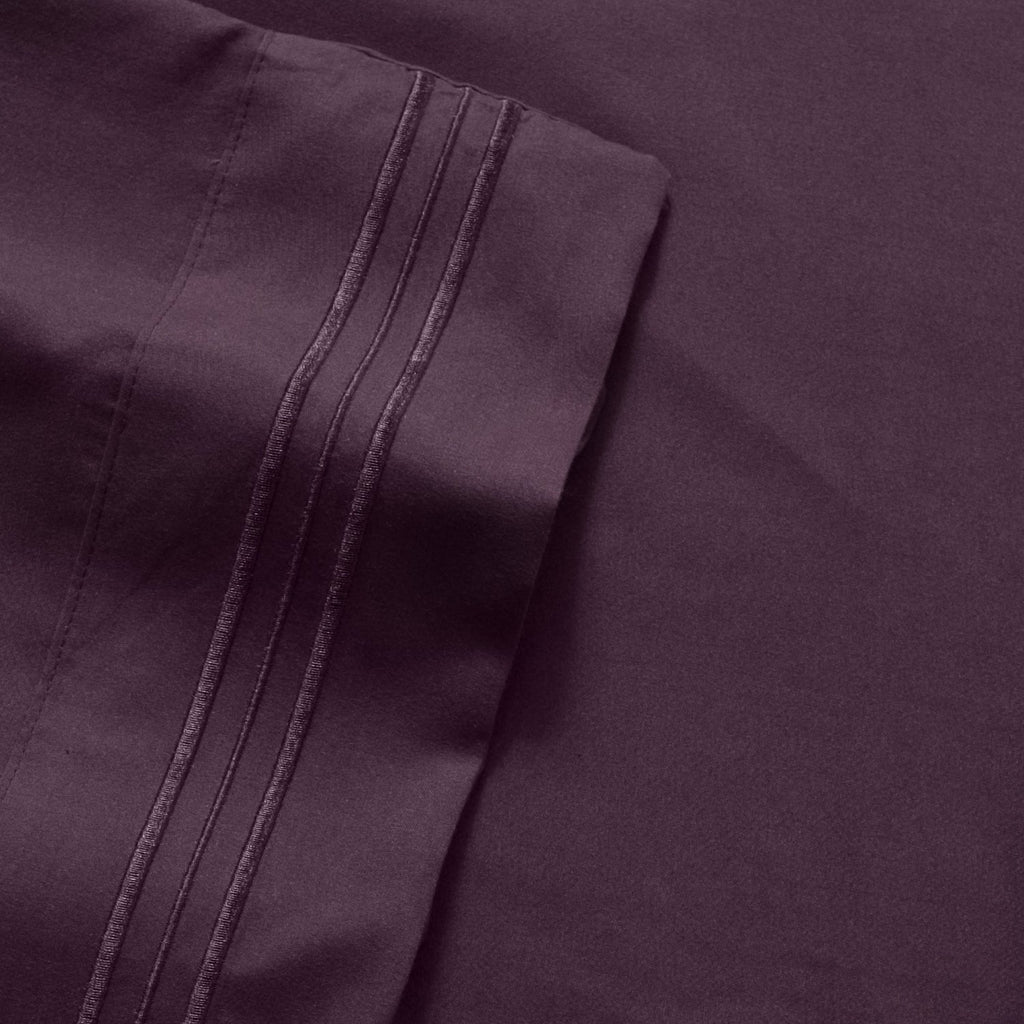 Ultra-Soft 1800 Series Bed Sheets - Extra Soft Microfiber Deep Pocket Sheet Set - Purple, Full - Breathable Egyptian Cotton Flat & Fitted Sheets Detail