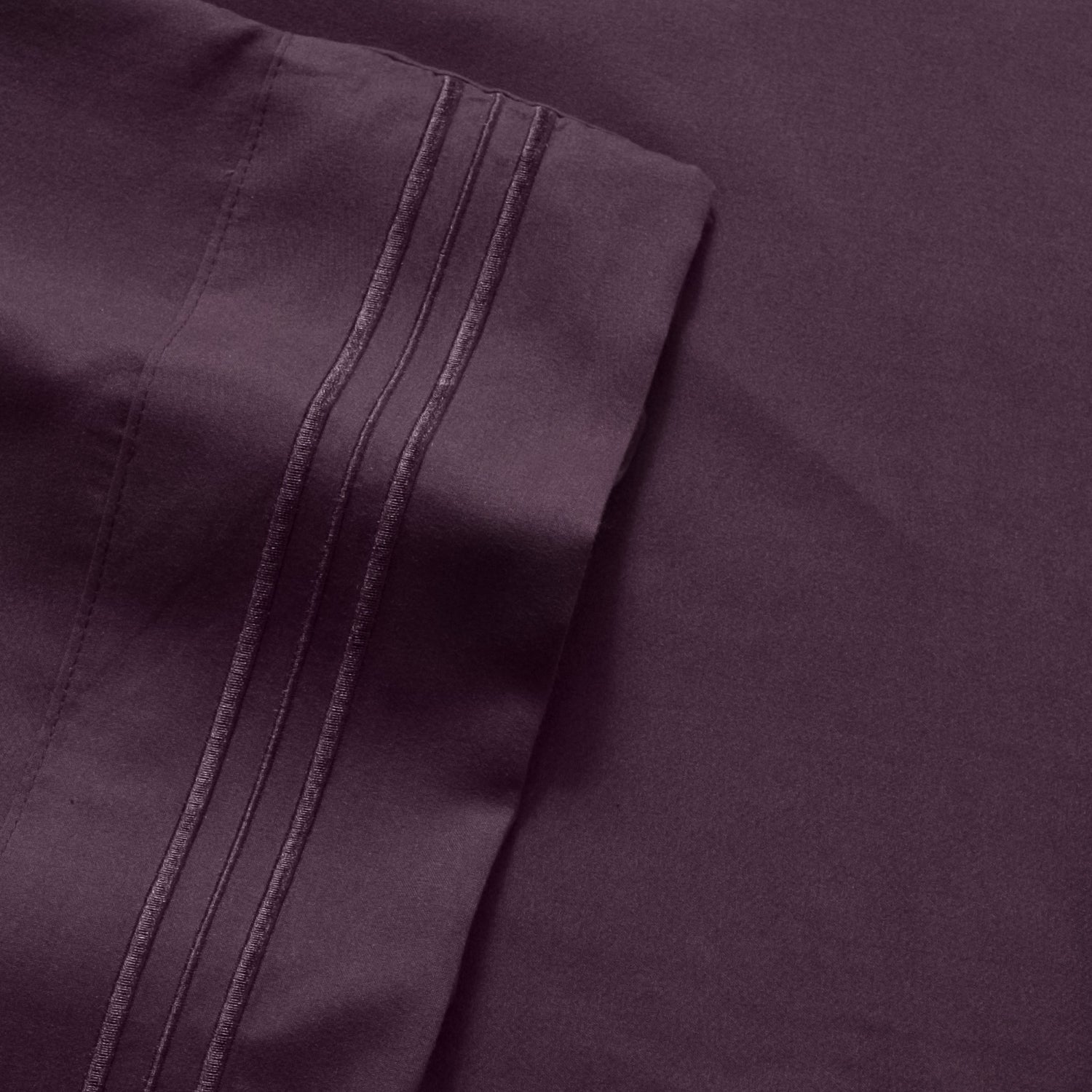 Ultra-Soft 1800 Series Bed Sheets - Extra Soft Microfiber Deep Pocket Sheet Set - Purple, Full - Breathable Egyptian Cotton Flat & Fitted Sheets Detail