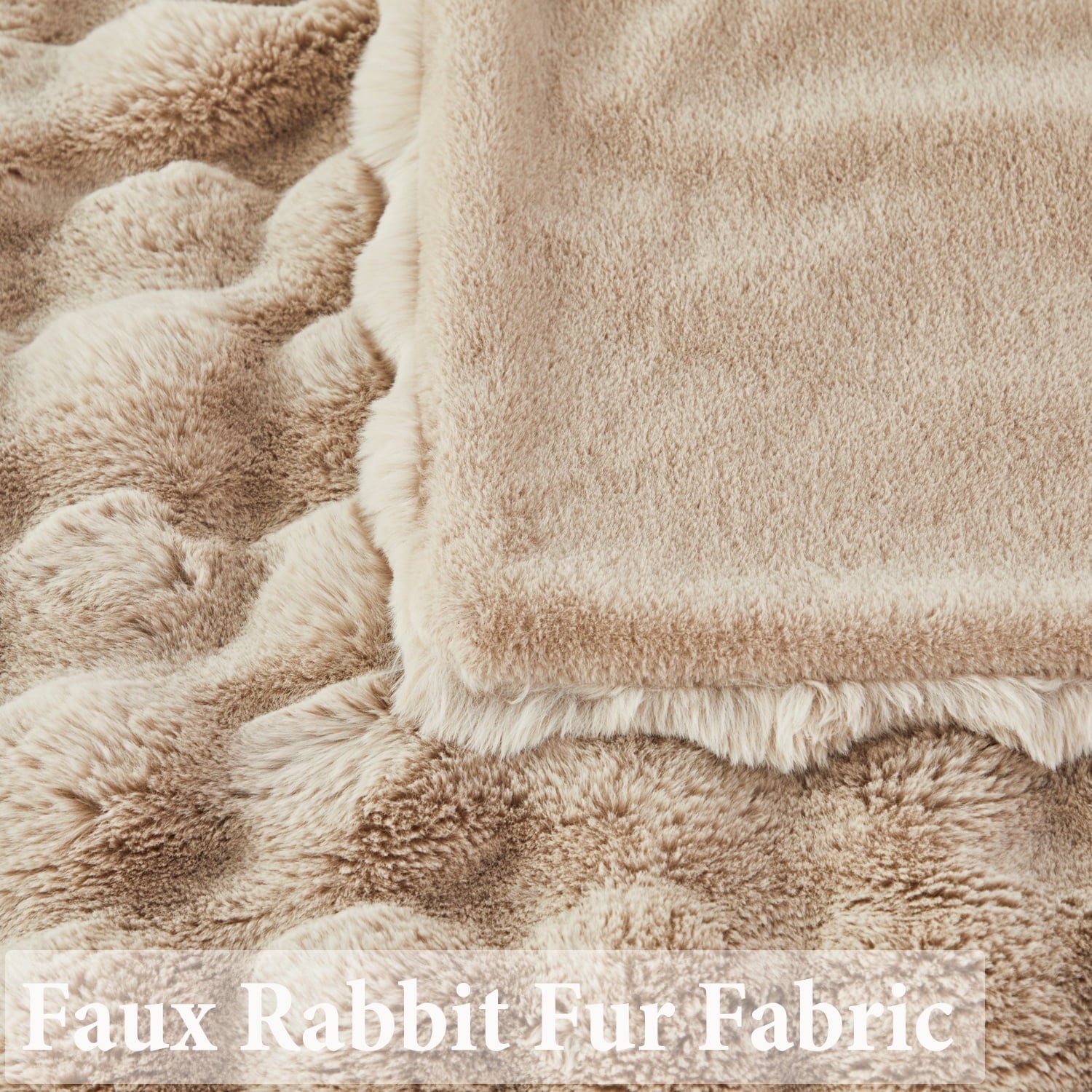 Decorative Knitted Taupe Faux Fur Bubble Blankets for Couch Chair Sofa Luxury Fluffy Thick Bubble Throw Blanket Furry Blanket Fuzzy Soft... - Luxury Knitted Decorative Throw Blanket with Fringes Detail