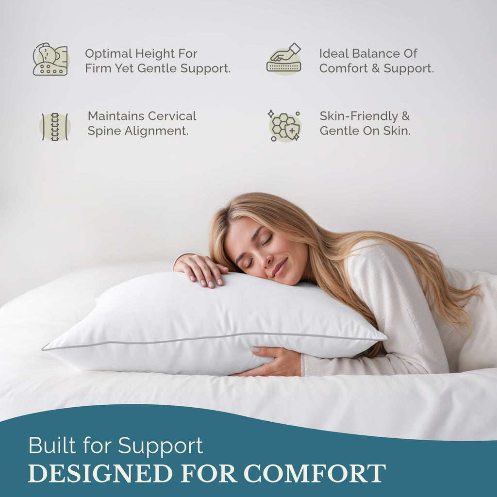Decorative Plump Pillows Standard Size Set of 2 – Standard Pillow, Cooling Comfort, Breathable, Easy Care Machine Washable, Perfect fo... - Decorative Throw Pillow Cushion for Sofa & Bed Detail