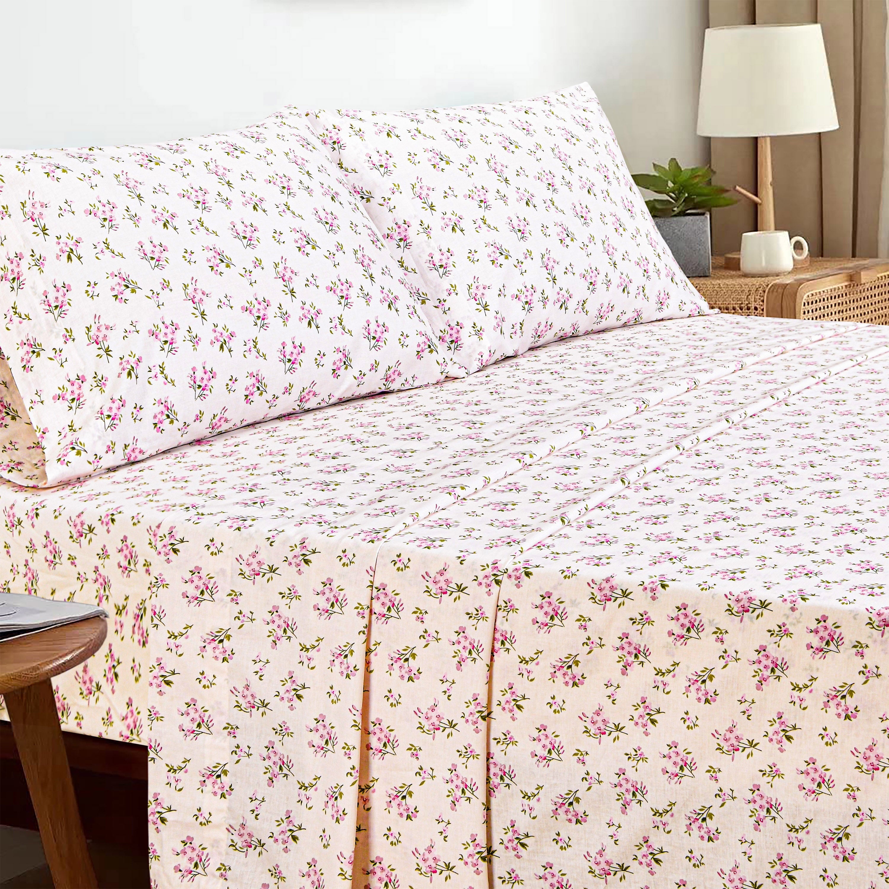 Breathable Luxury 100% Cotton Full Size Bed Sheets Set with Deep Pockets, Cozy Percale sheets with Elastic Fitted Sheet Set Ultra Soft ... - Premium Ultra-Soft Pillowcase Pair for Sleeping Detail