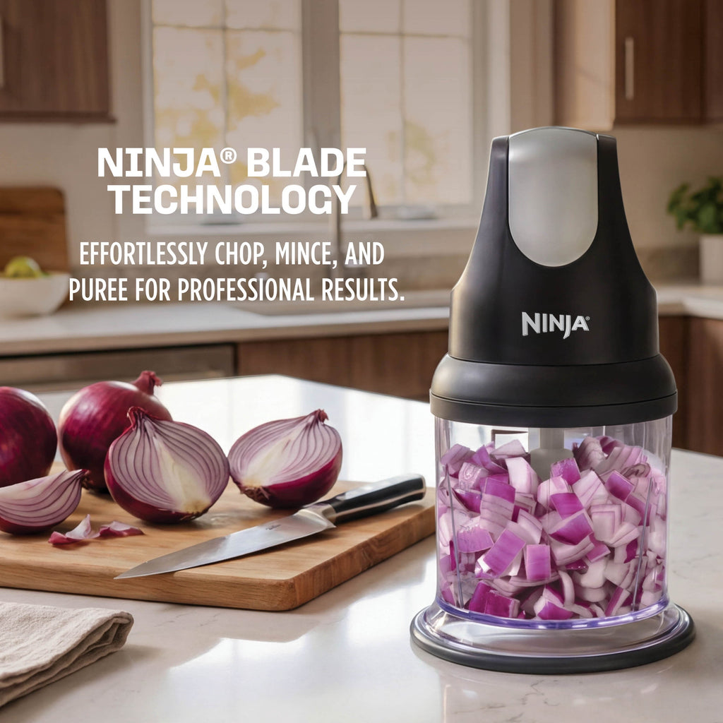 Express Chop 2-Cup Food Processor, Mince, Puree, One-Touch, Non-Slip Base, Dishwasher Safe, NJ100WM Black - Image 5