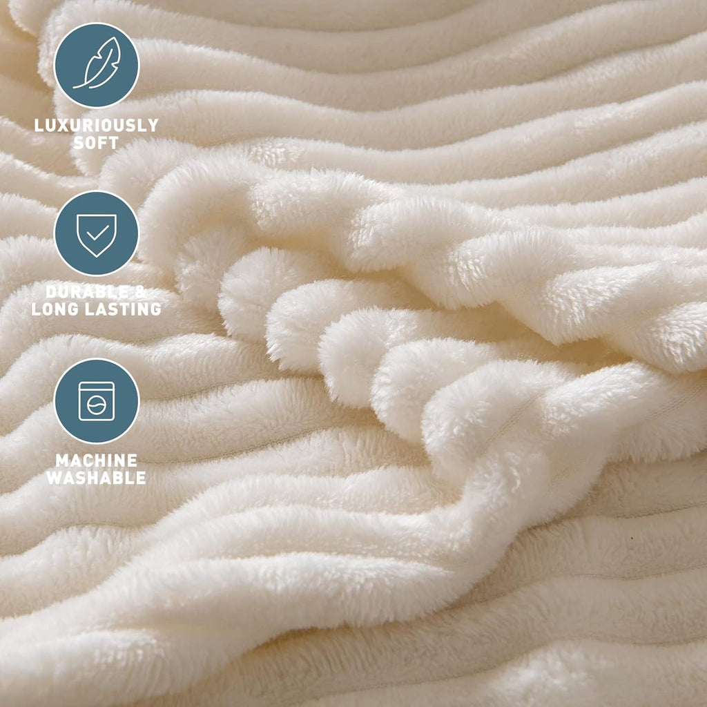 Lightweight Warm Extra Soft with Strip, Plush Fuzzy Cozy Bed s and s for Couch,Bed,Sofa,Lightweight and Versatile s for Office Bedroom... - Luxury Knitted Decorative Throw Blanket with Fringes Detail