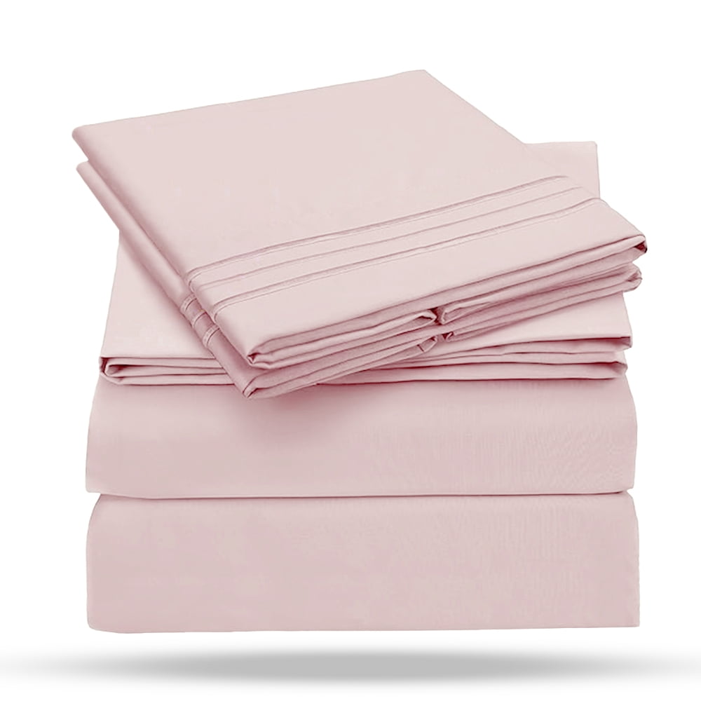 Breathable Luxury 4-Piece Full Pink Sheet Set - Cooling, Wrinkle-Free - Premium Ultra-Soft Pillowcase Pair for Sleeping Detail