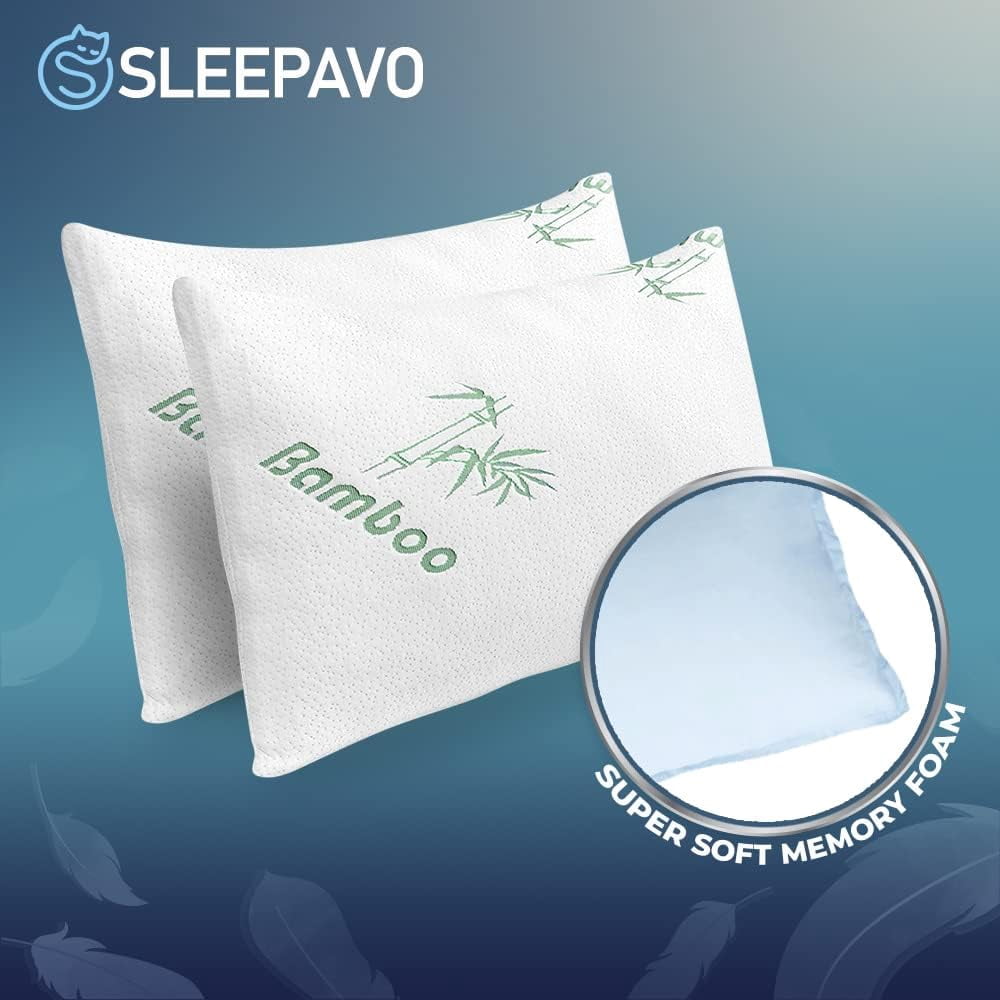 Ergonomic Memory Foam Memory Foam Pillows Queen Size Set of 2 - Cooling Bed Pillows for Sleeping - Back, Stomach, Side Sleeper Firm, Comfy ... - Decorative Throw Pillow Cushion for Sofa & Bed Detail