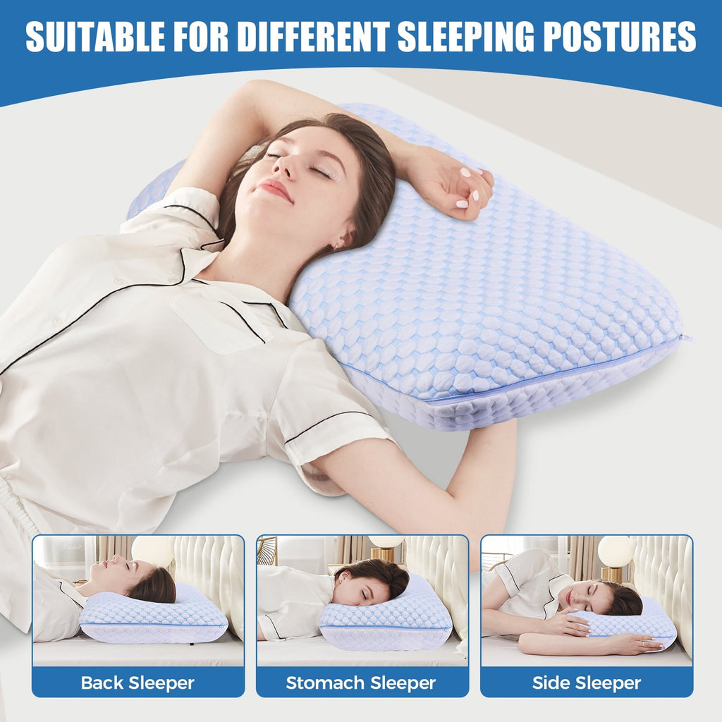 Ergonomic Memory Foam Memory Foam Pillow for Bed, Firm Cooling Pillow with Washable Cover, Supportive Bed Pillow for Side,Stomach and Back ... - Decorative Throw Pillow Cushion for Sofa & Bed Detail