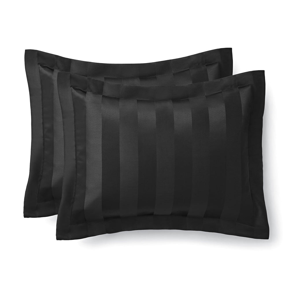 Heavyweight Warmth Rich Black 5 Piece Damask Stripe Comforter Set, King, Adult, Unisex - Hypoallergenic Ultra-Fluffy Quilt for Winter Detail