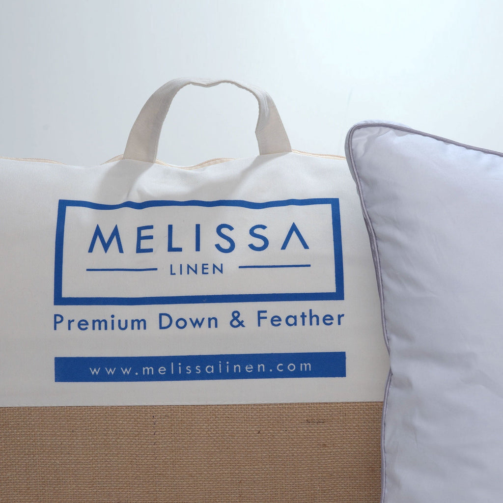 Decorative Plump Linen Premium Goose Down Feather Pillow for Bed, Soft & Supportive, Standard Size, White - Hotel Quality Plush Sleeping Pillows Detail