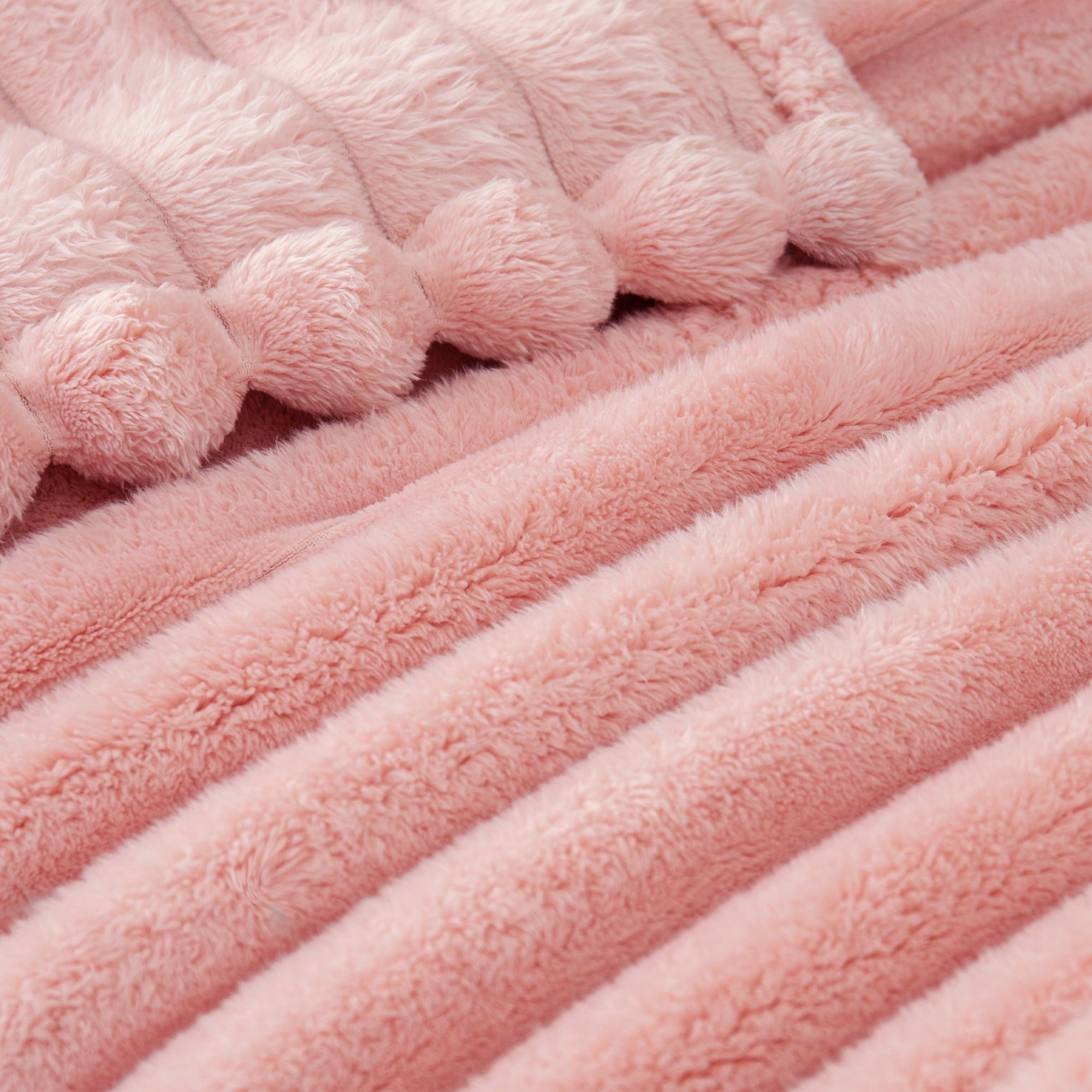 Decorative Knitted Fleece Throw Blanket for Couch, Super Soft 3D Striped Jacquard Blanket, Lightweight Fuzzy Cozy Blankets, Pink, 50"x60" - Cozy Fleece Throw Blanket for Couch & Bed Detail