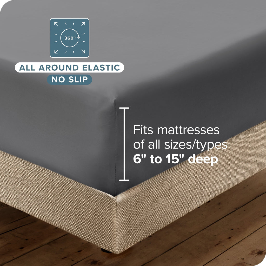 Ultra-Soft Luxury Bed Sheet Set- 6 Piece - Queen, Gray - Cooling Hotel Quality Bedding Sheets and Pillowcases Detail