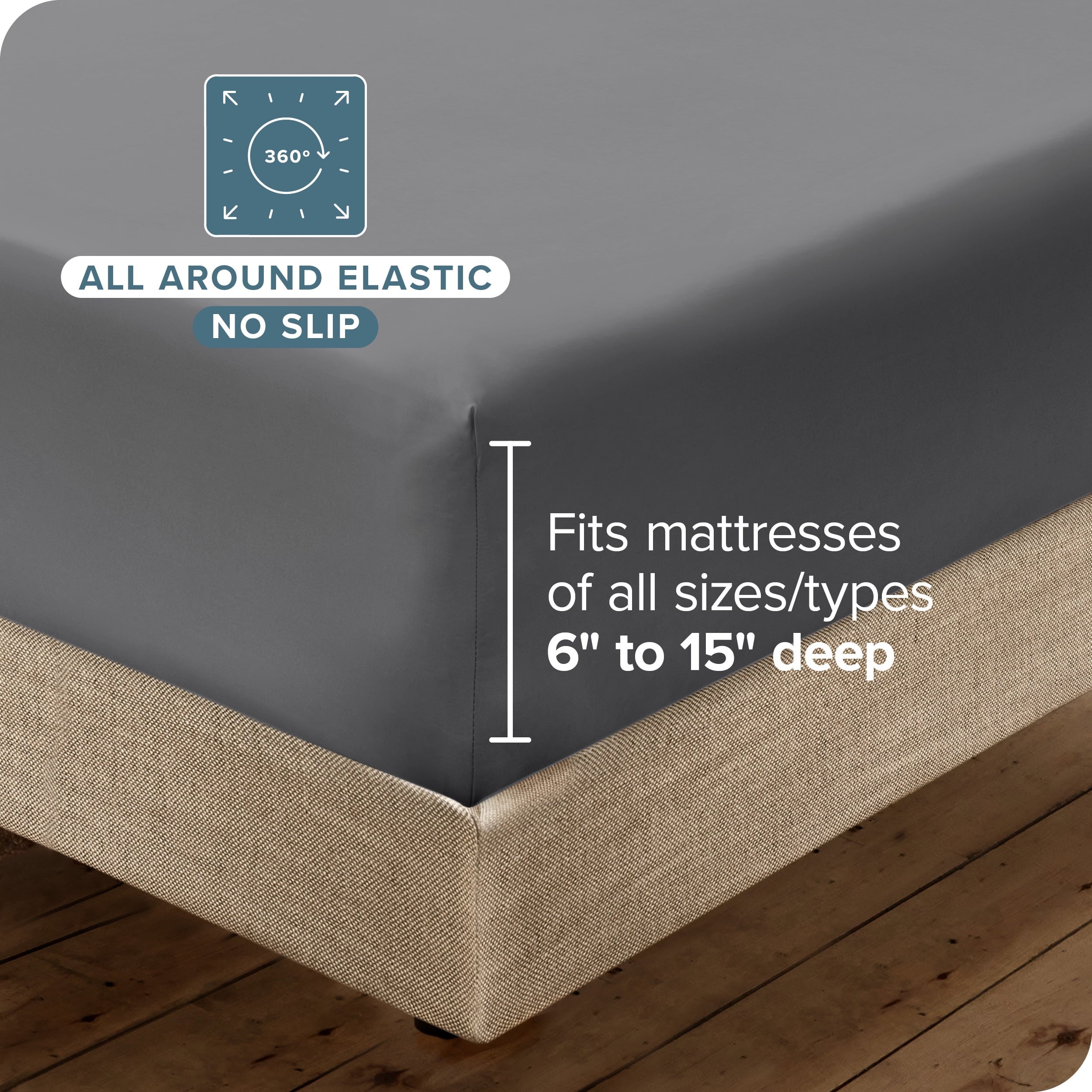 Ultra-Soft Luxury Bed Sheet Set- 6 Piece - Queen, Gray - Cooling Hotel Quality Bedding Sheets and Pillowcases Detail