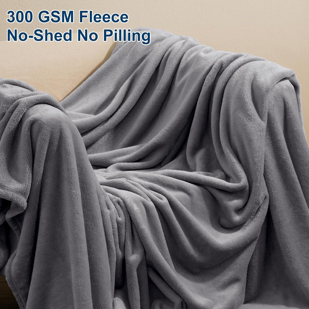 Reversible Sherpa Fleece Throw Blanket, Fuzzy Soft Lightweight Blankets for Bed, Sofa, Suitable for All Season, Grey, 50x60 inches - Lightweight Plush Warm Blanket for All Seasons Detail