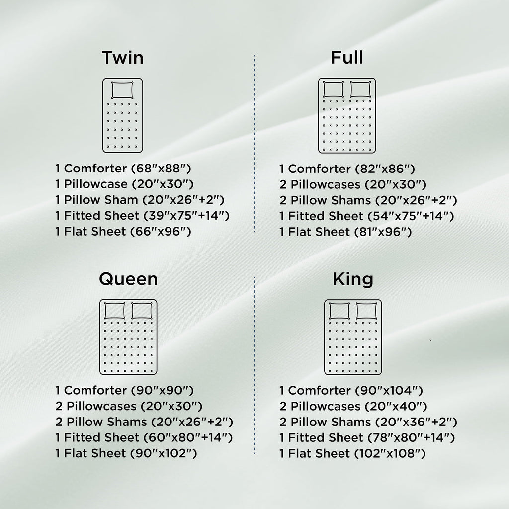 Fluffy Down Alternative Queen Comforter Set Sage Green, 7 Pieces Lightweight Queen Bedding Sets, Contrasting Design - Luxurious Quilted Duvet Cover Set Detail