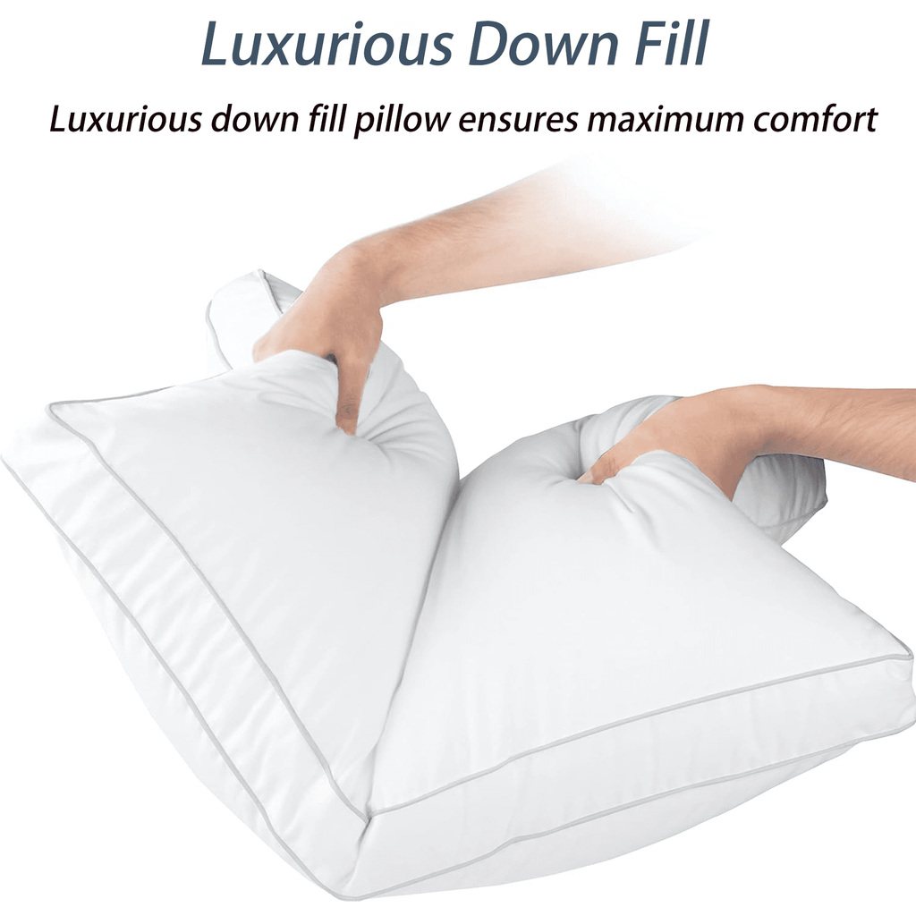 Ergonomic Memory Foam Goose Feather & Down Pillow King Size 20"x36" – Hotel Quality Bed Pillow for Sleeping, 100% Organic Cotton Cover, Hyp... - Orthopedic Shredded Foam Bed Pillow Set Detail