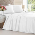 Premium Egyptian Cotton 4-Piece Luxury Bamboo Cooling Sheet Set - Queen Size 100% Bamboo Derived Rayon Premium Bed Sheets, White - Cooling Hotel Quality Bedding Sheets and Pillowcases - Default Title