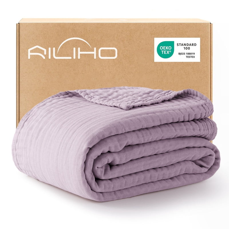 Decorative Knitted 100% Cotton Muslin Blanket Large 50" x 70", 6 Layers Lightweight and Breathable Throw Blankets for Couch, Soft Coolin... - Super Soft Reversible Sherpa Flannel Blanket - Default Title