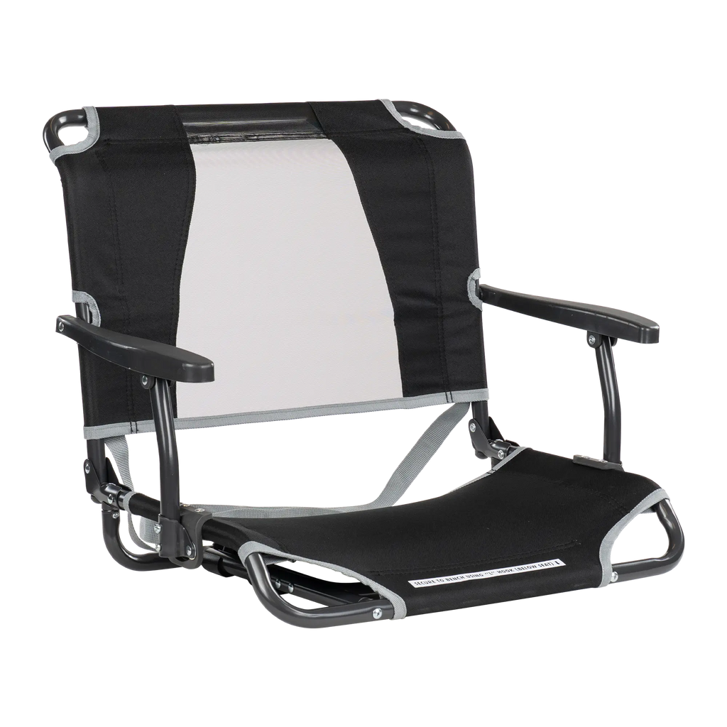 Bleacher-Friendly Big Comfort Stadium Chair with Armrests - Choice 465 - Ergonomic Portable Stadium Seat for Sports Events - Black