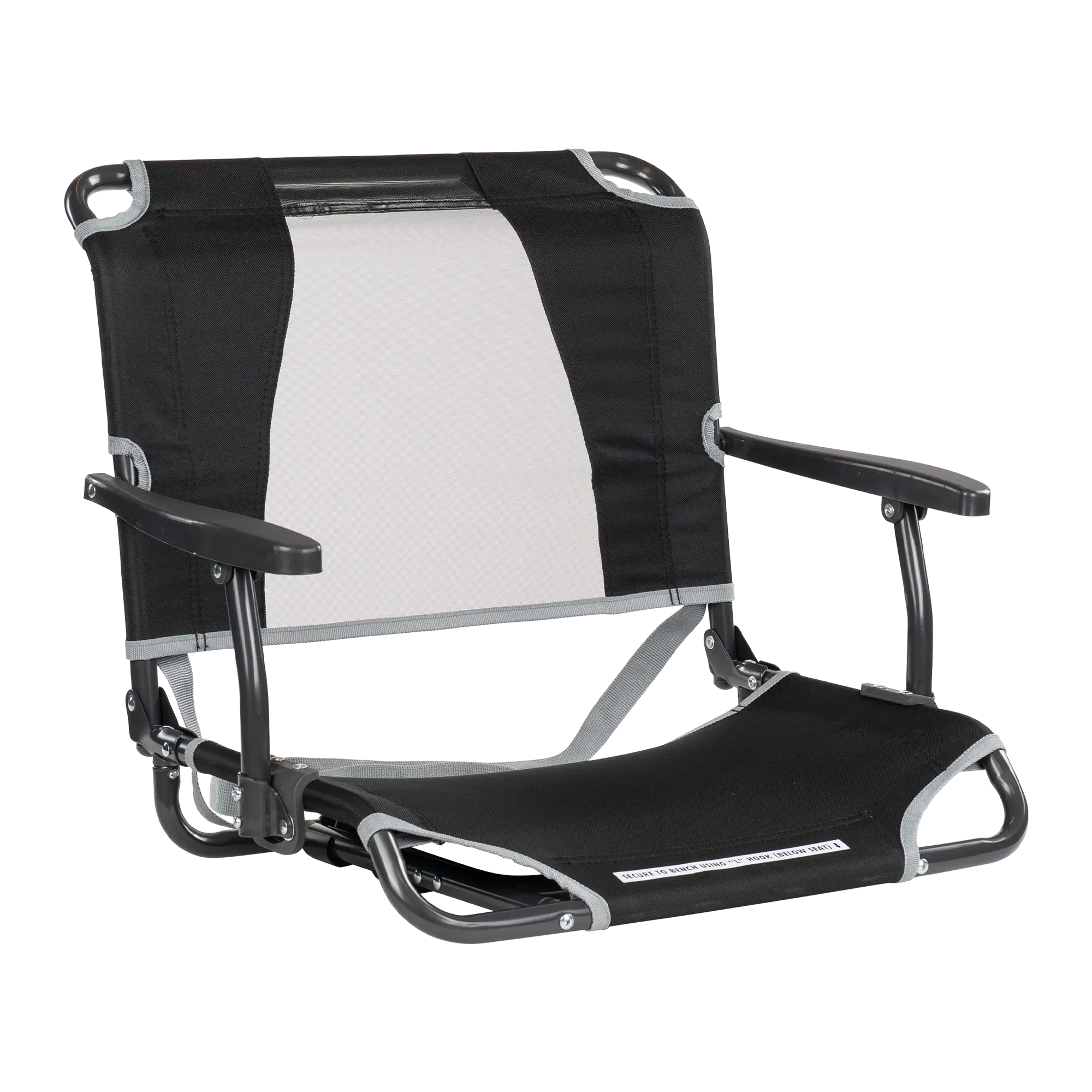 Bleacher-Friendly Big Comfort Stadium Chair with Armrests - Choice 465 - Ergonomic Portable Stadium Seat for Sports Events - Black