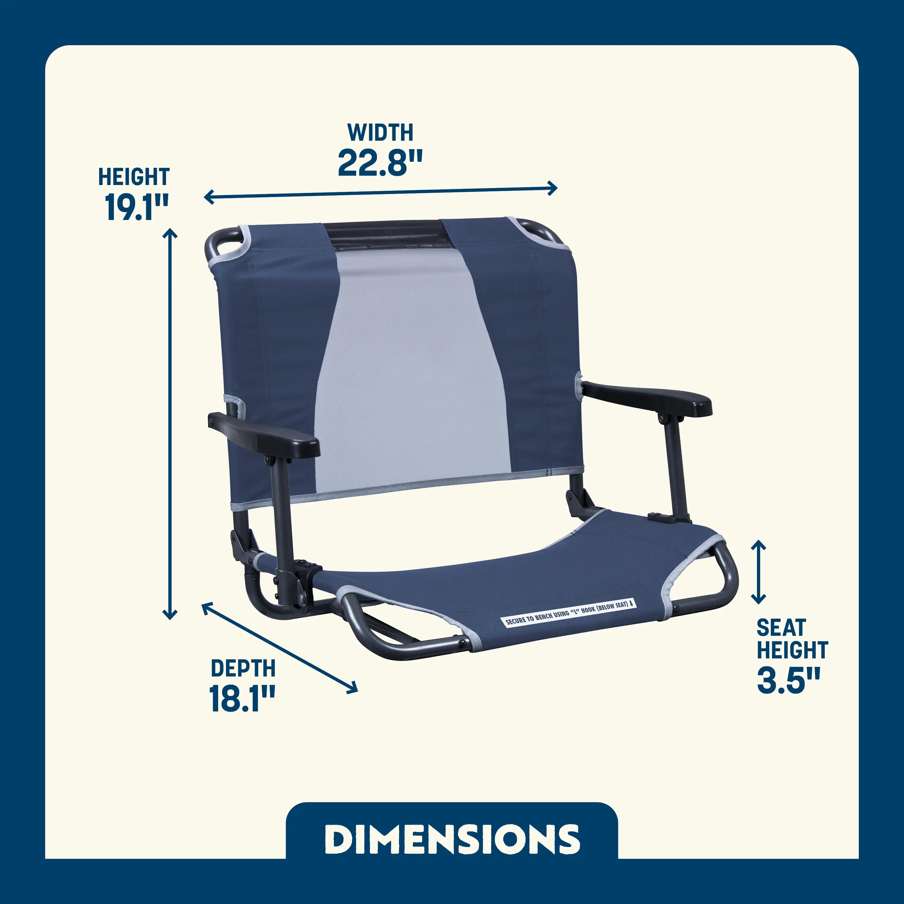 Bleacher-Friendly Big Comfort Stadium Chair with Armrests - Choice 465 - Ergonomic Portable Stadium Seat for Sports Events Detail