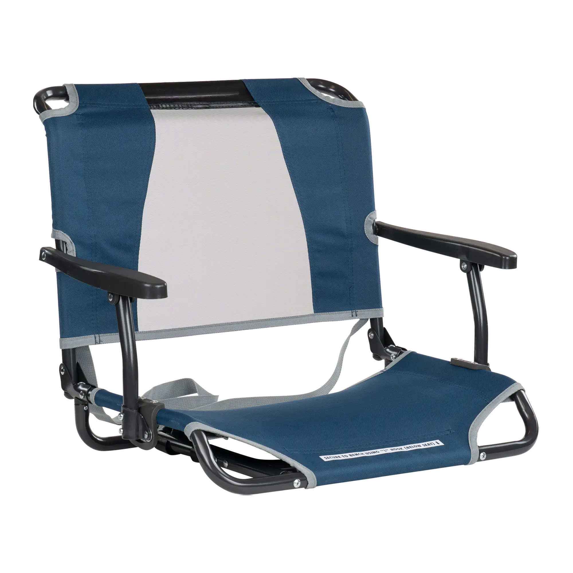 Bleacher-Friendly Big Comfort Stadium Chair with Armrests - Choice 465 - Ergonomic Portable Stadium Seat for Sports Events - Navy