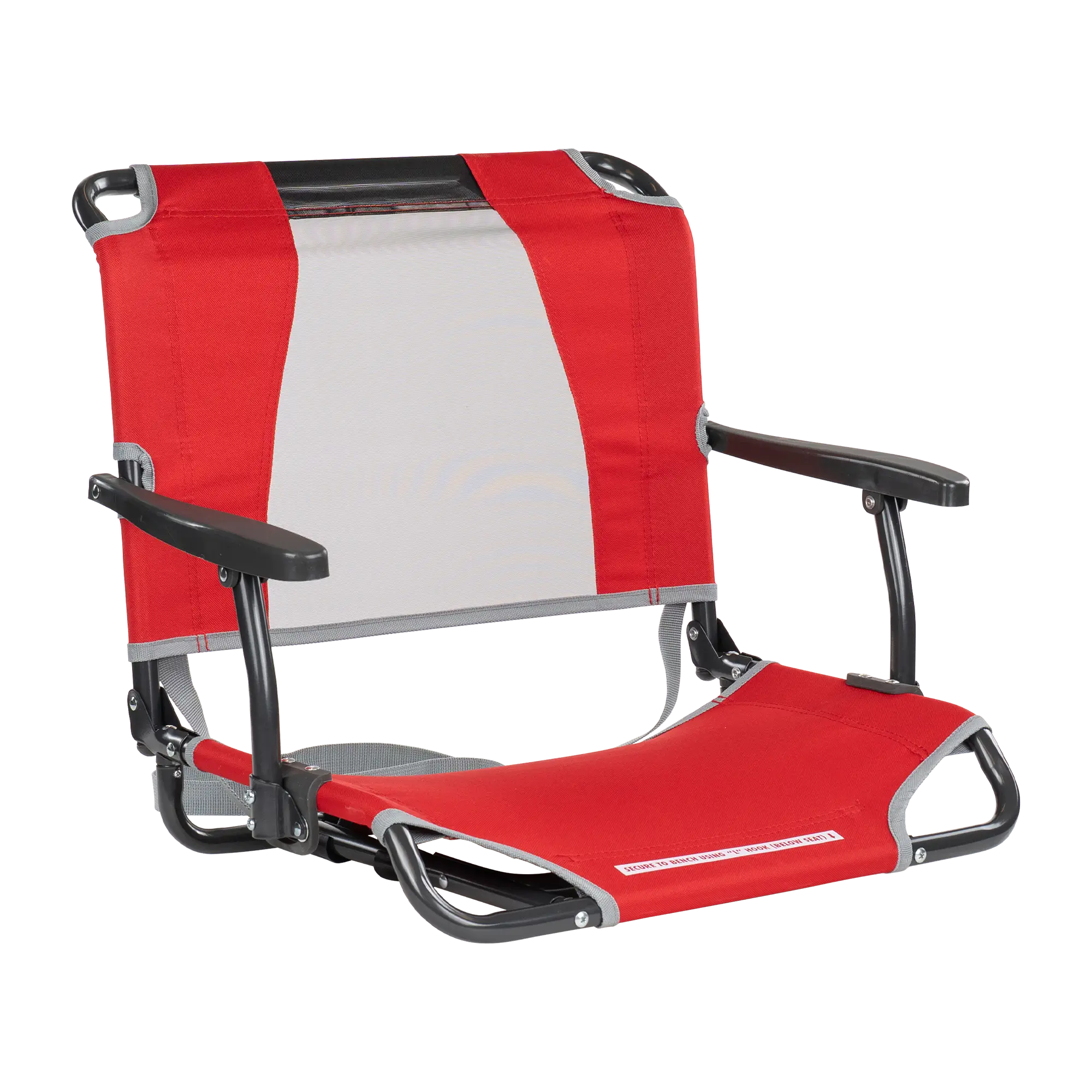 Bleacher-Friendly Big Comfort Stadium Chair with Armrests - Choice 465 - Ergonomic Portable Stadium Seat for Sports Events - Red