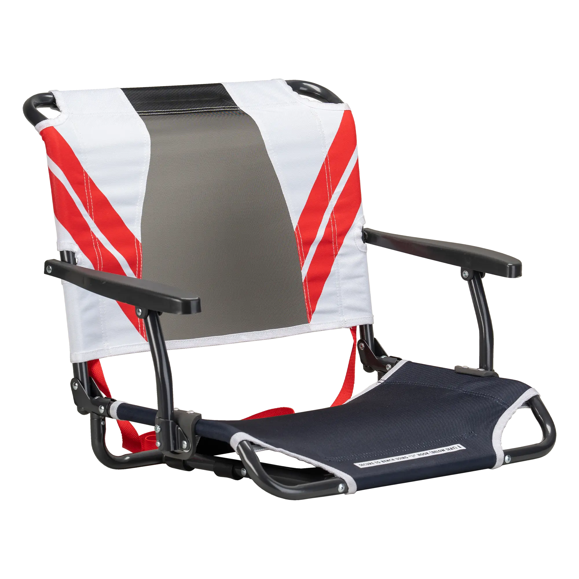 Bleacher-Friendly Big Comfort Stadium Chair with Armrests - Choice 465 - Ergonomic Portable Stadium Seat for Sports Events - Indigo/White/Red