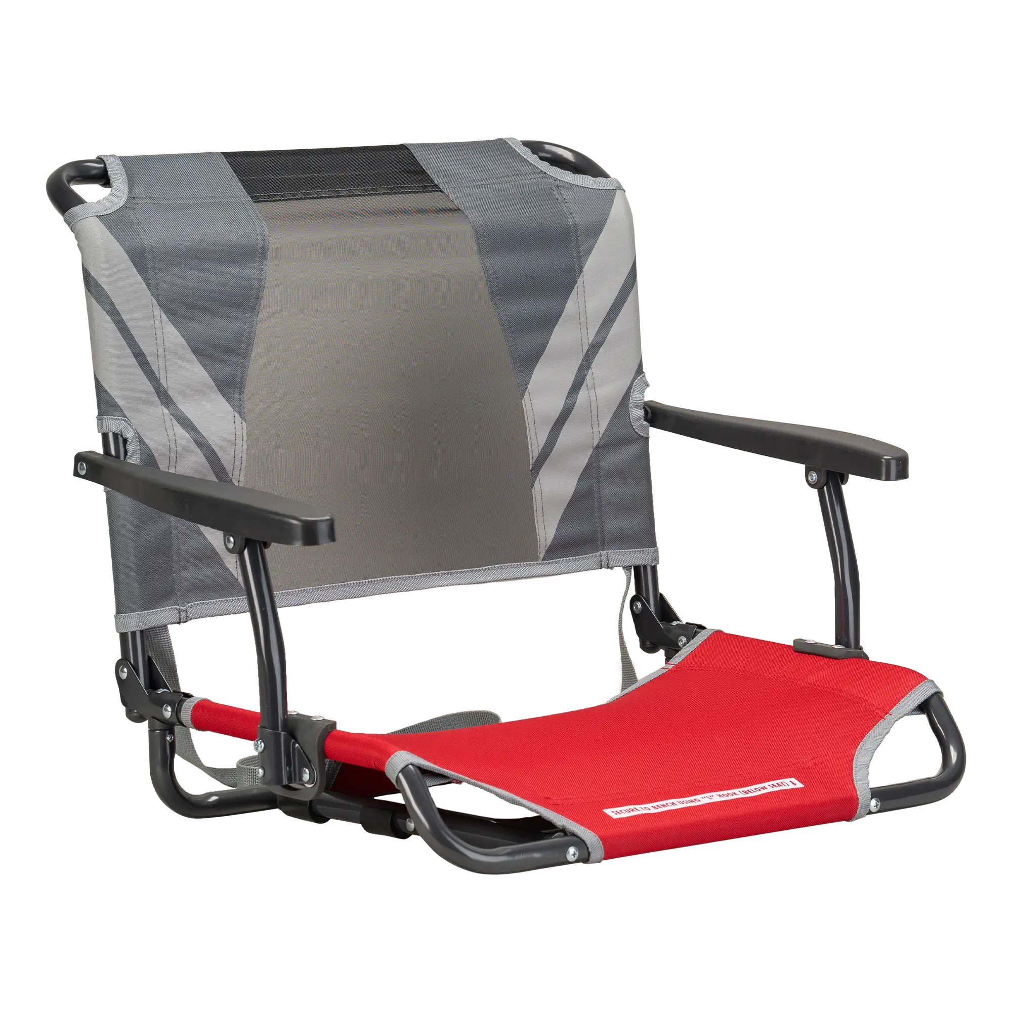 Bleacher-Friendly Big Comfort Stadium Chair with Armrests - Choice 465 - Ergonomic Portable Stadium Seat for Sports Events - Red/Gray