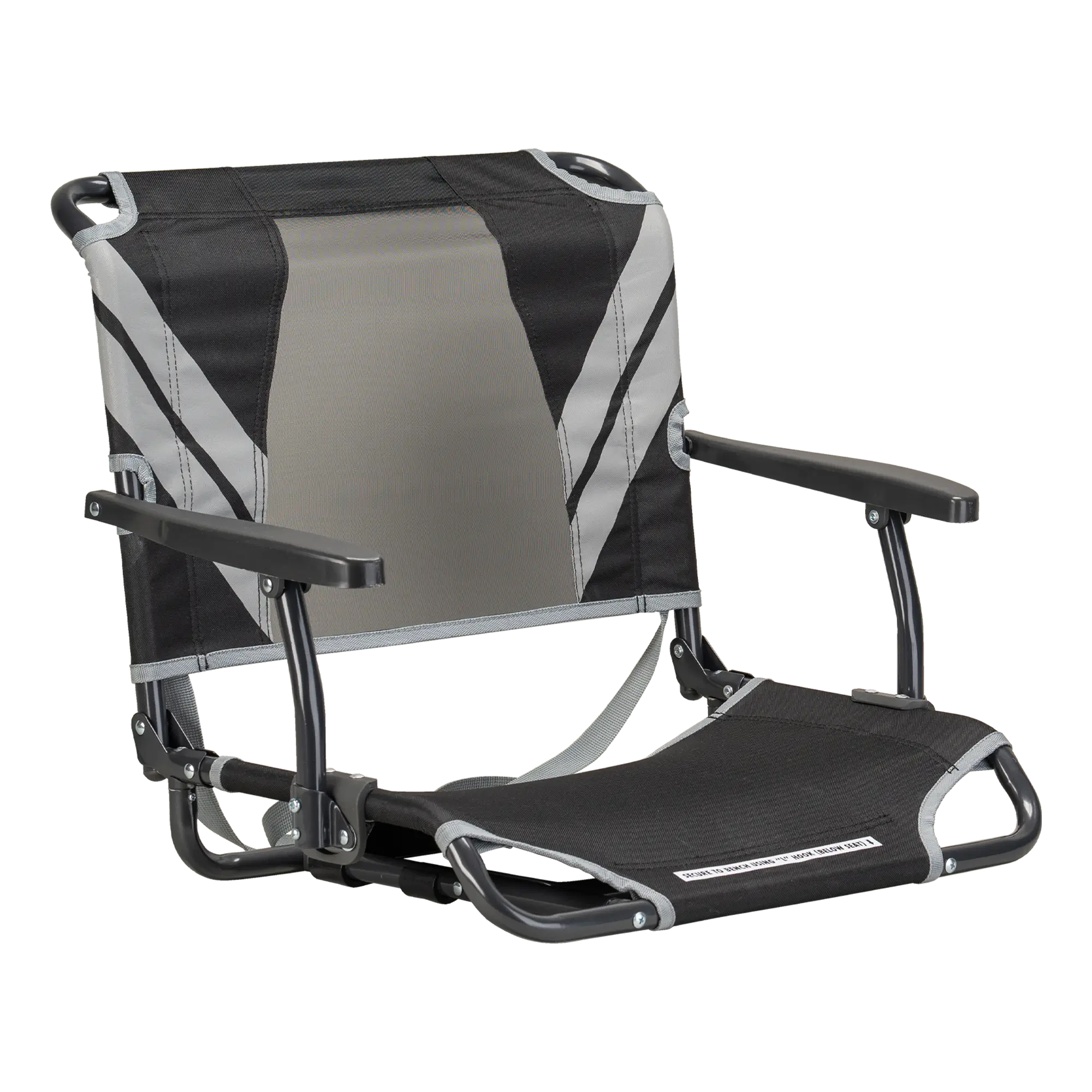 Bleacher-Friendly Big Comfort Stadium Chair with Armrests - Choice 465 - Ergonomic Portable Stadium Seat for Sports Events - Black/Gray