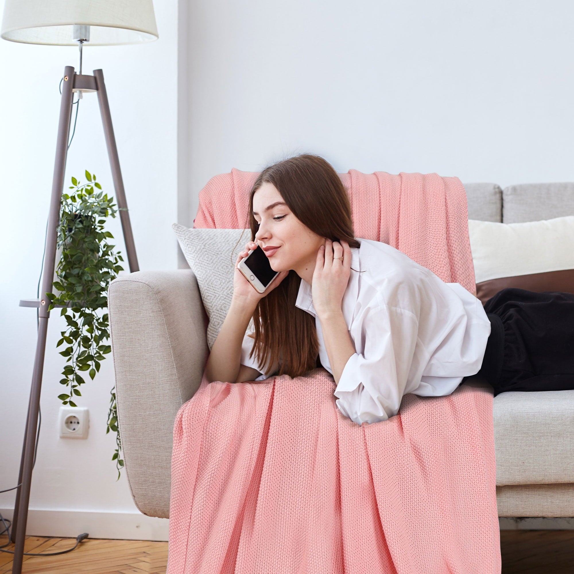 Lightweight Warm Pure Cotton Soft Cable Knit Throw Blanket Pink 50" x 70" - Super Soft Reversible Sherpa Flannel Blanket Detail