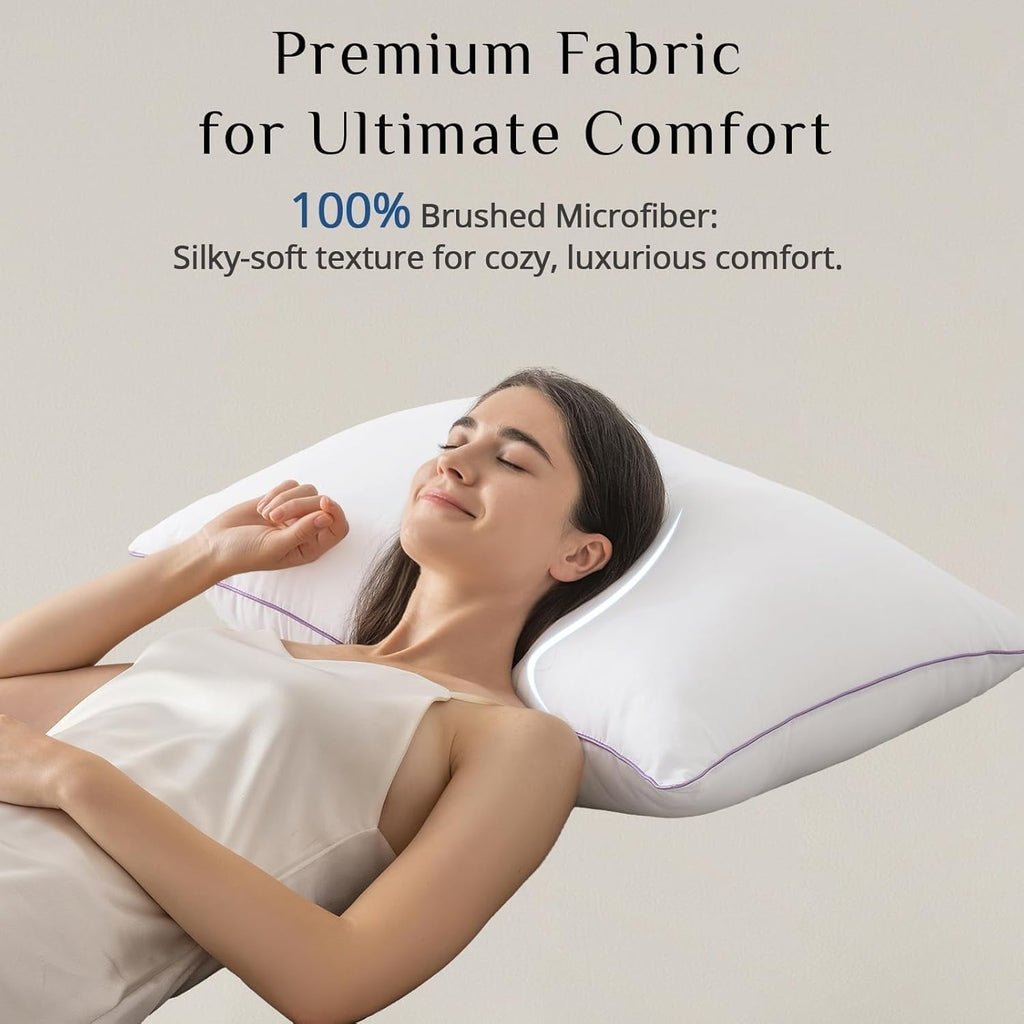 Orthopedic Support Set of 4, Cooling and Supportive Bed with Super Soft Down Alternative Fill, Luxury Fluffy Hotel Quality for Side, Bac... - Hotel Quality Plush Sleeping Pillows Detail