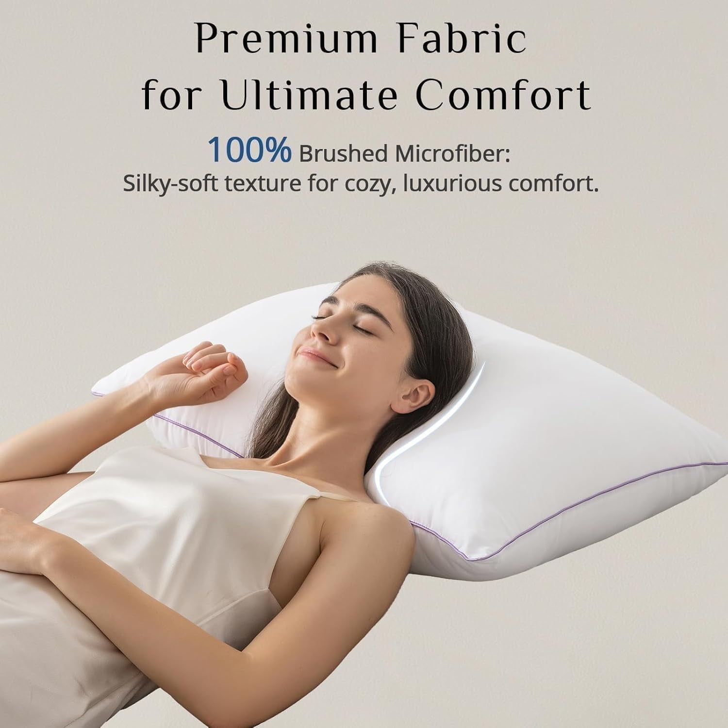 Orthopedic Support Set of 4, Cooling and Supportive Bed with Super Soft Down Alternative Fill, Luxury Fluffy Hotel Quality for Side, Bac... - Hotel Quality Plush Sleeping Pillows Detail