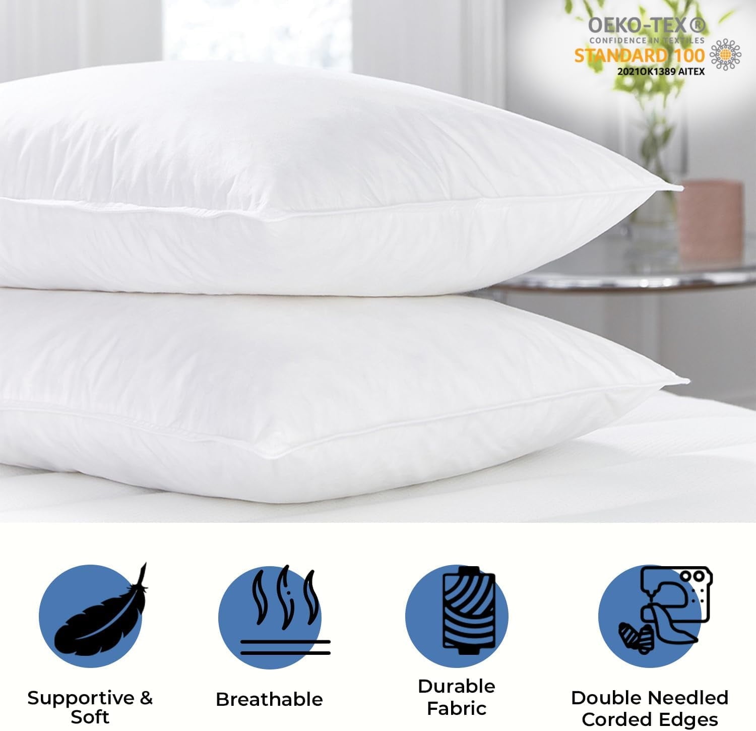 Ergonomic Memory Foam Ryotei Economy Bulk Hotel Pillows 20"x26" Standard (Pack of 12) | Premium Cluster Fiber Fill | Soft Down Alternative ... - Decorative Throw Pillow Cushion for Sofa & Bed Detail