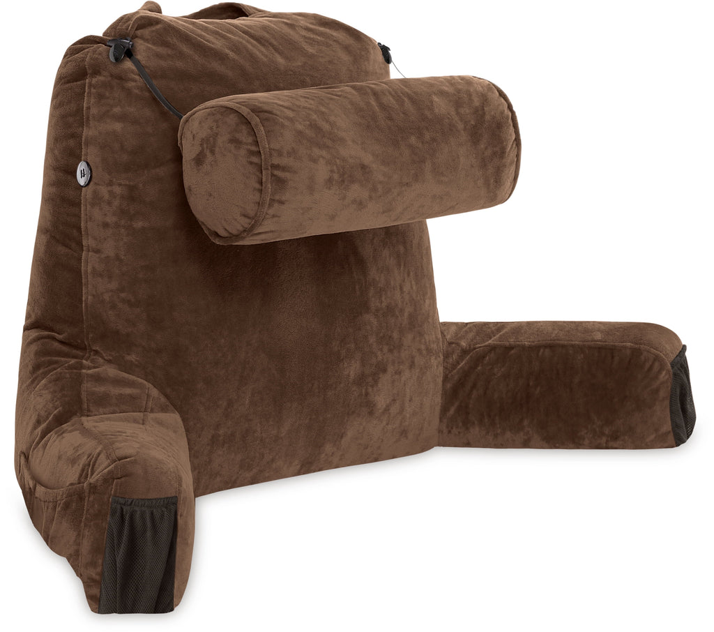 Hotel Collection Medium Chocolate Brown, Backrest - Detach Neck Roll, Removable Cover - Orthopedic Shredded Foam Bed Pillow Set Detail