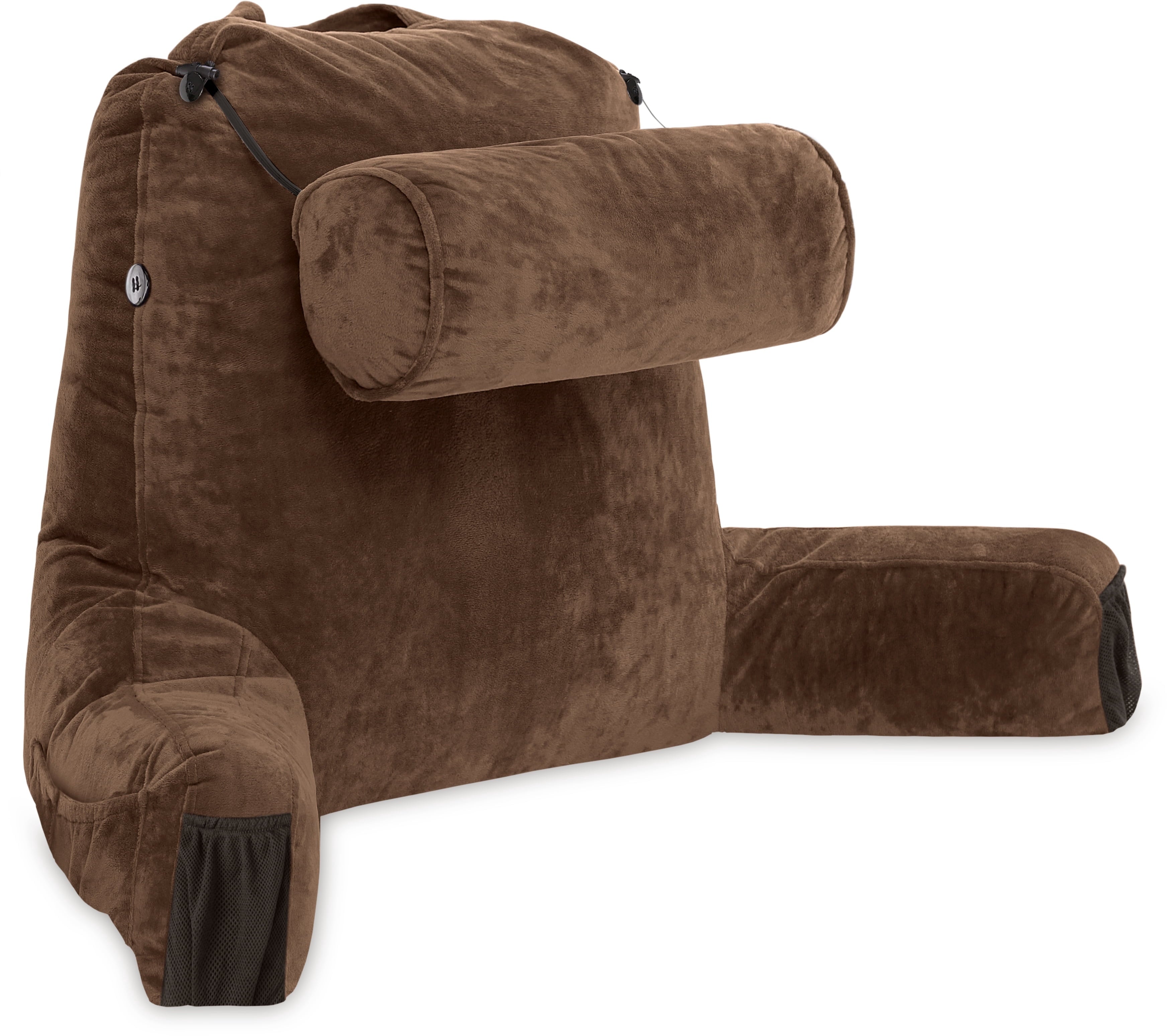 Hotel Collection Medium Chocolate Brown, Backrest - Detach Neck Roll, Removable Cover - Orthopedic Shredded Foam Bed Pillow Set Detail