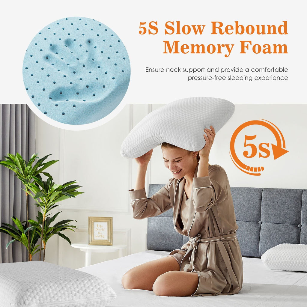 Ergonomic Memory Foam Memory Foam Pillow, Standard Size Pillows for Sleeping, Bed Pillow Soft and Comfortable, 1 Pack - Hotel Quality Plush Sleeping Pillows Detail